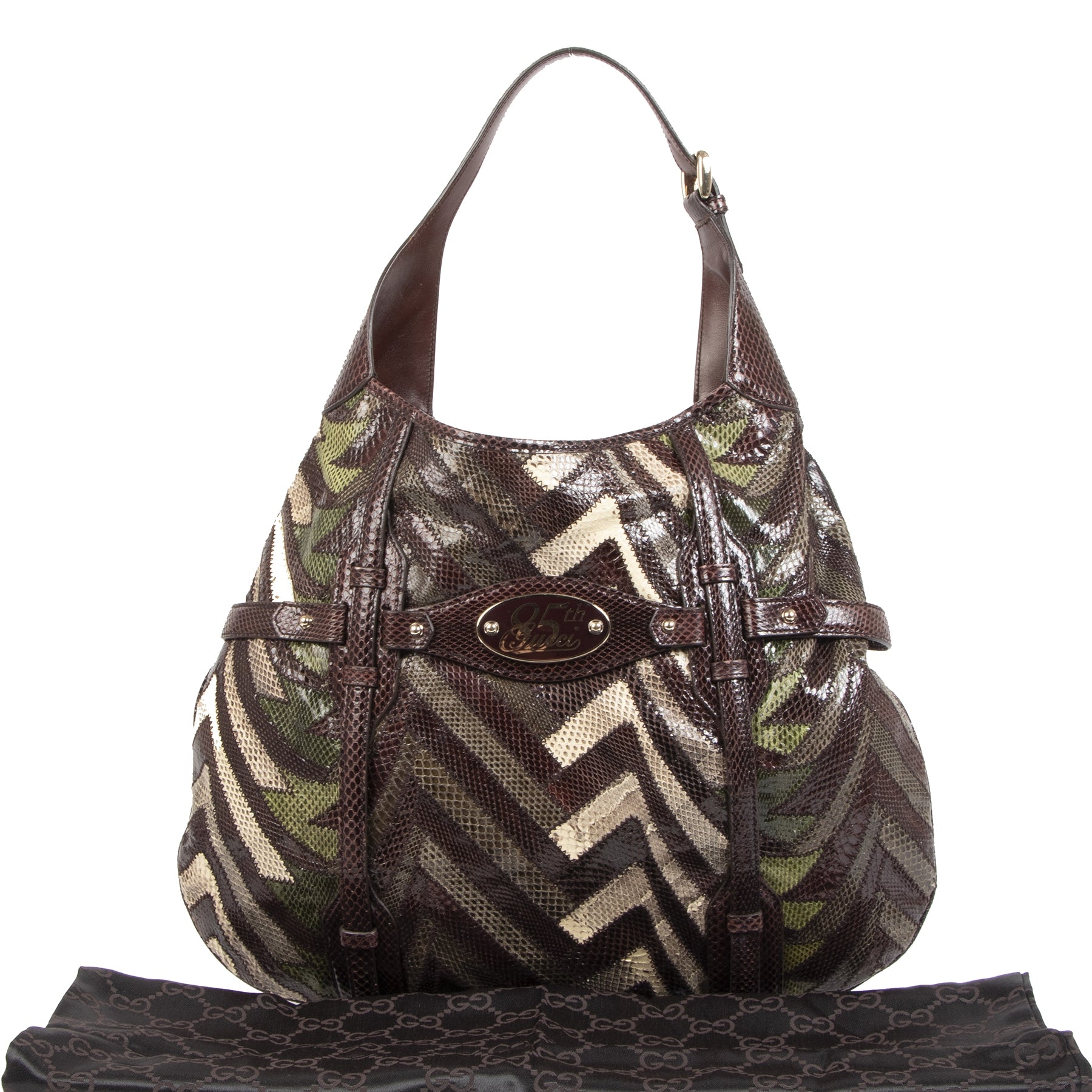 Authentieke Tweedehands Gucci 85th Anniversary Limited Edition Python Horsebit Hobo juiste prijs veilig online shoppen luxe merken webshop winkelen Antwerpen België mode fashion