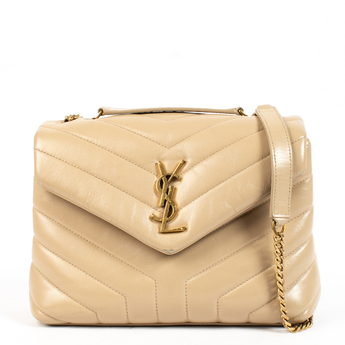Saint Laurent Beige Loulou Small Bag aan de beste prijs bij Labellov tweedehands luxe in Antwerpen en Knokke.