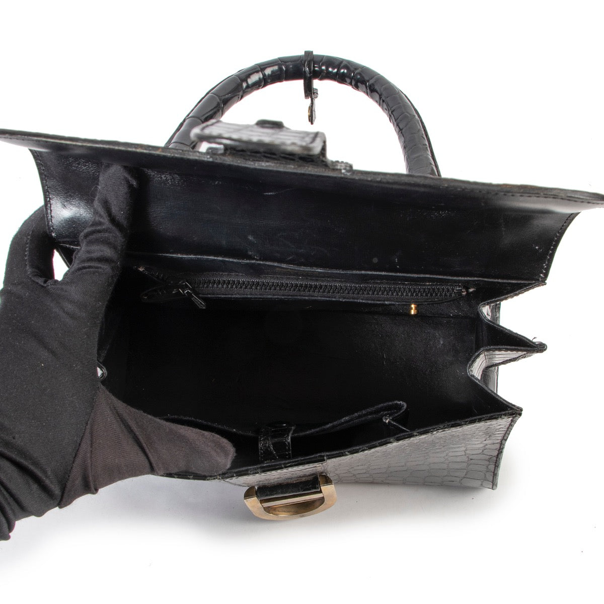 Delvaux Black Croco Brillant MM