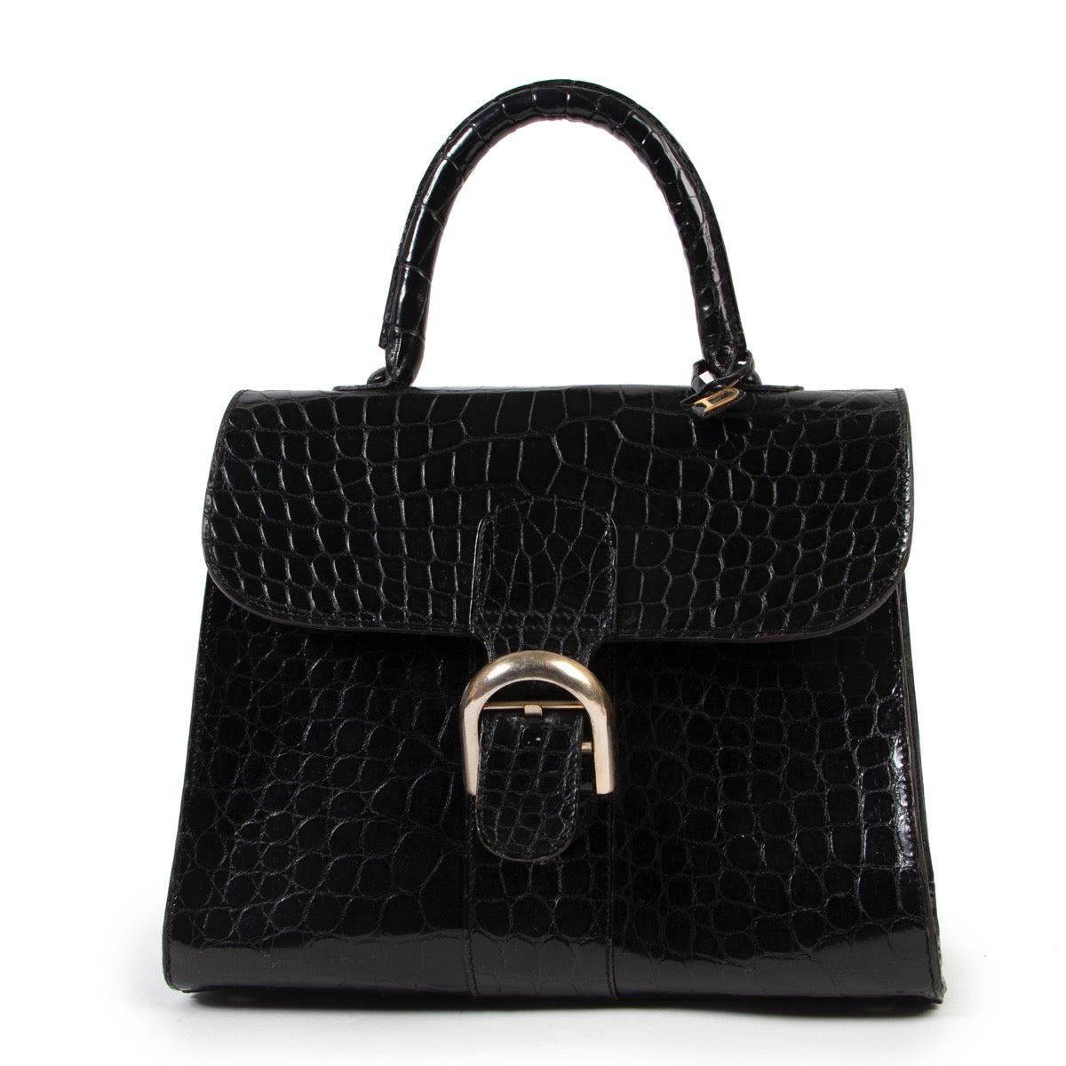 a real vintag treasure this stunning Delvaux Black Croco Brillant MM