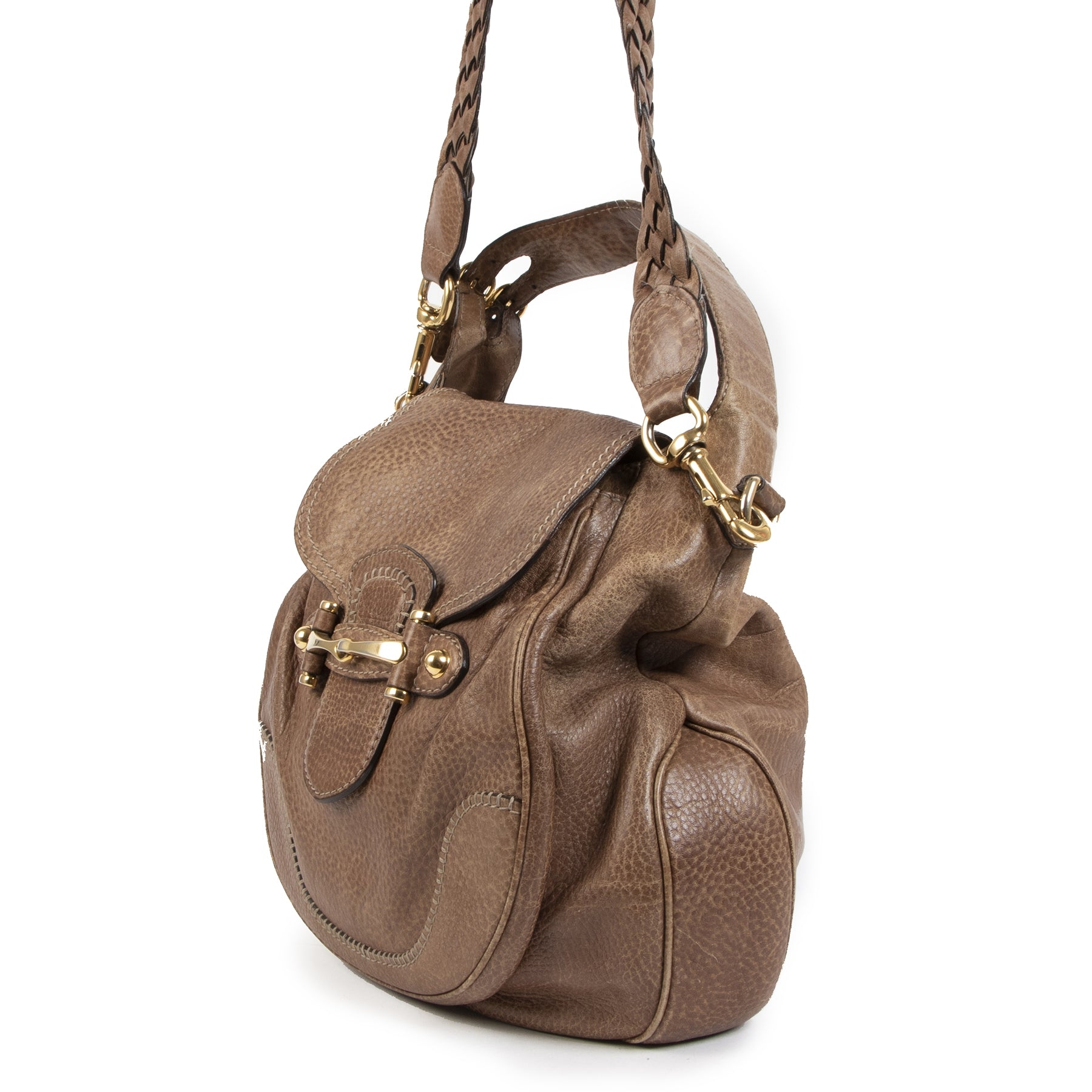 Authentic second-hand vintage Gucci Camel New Pelham Hobo Bag buy online webshop LabelLOV