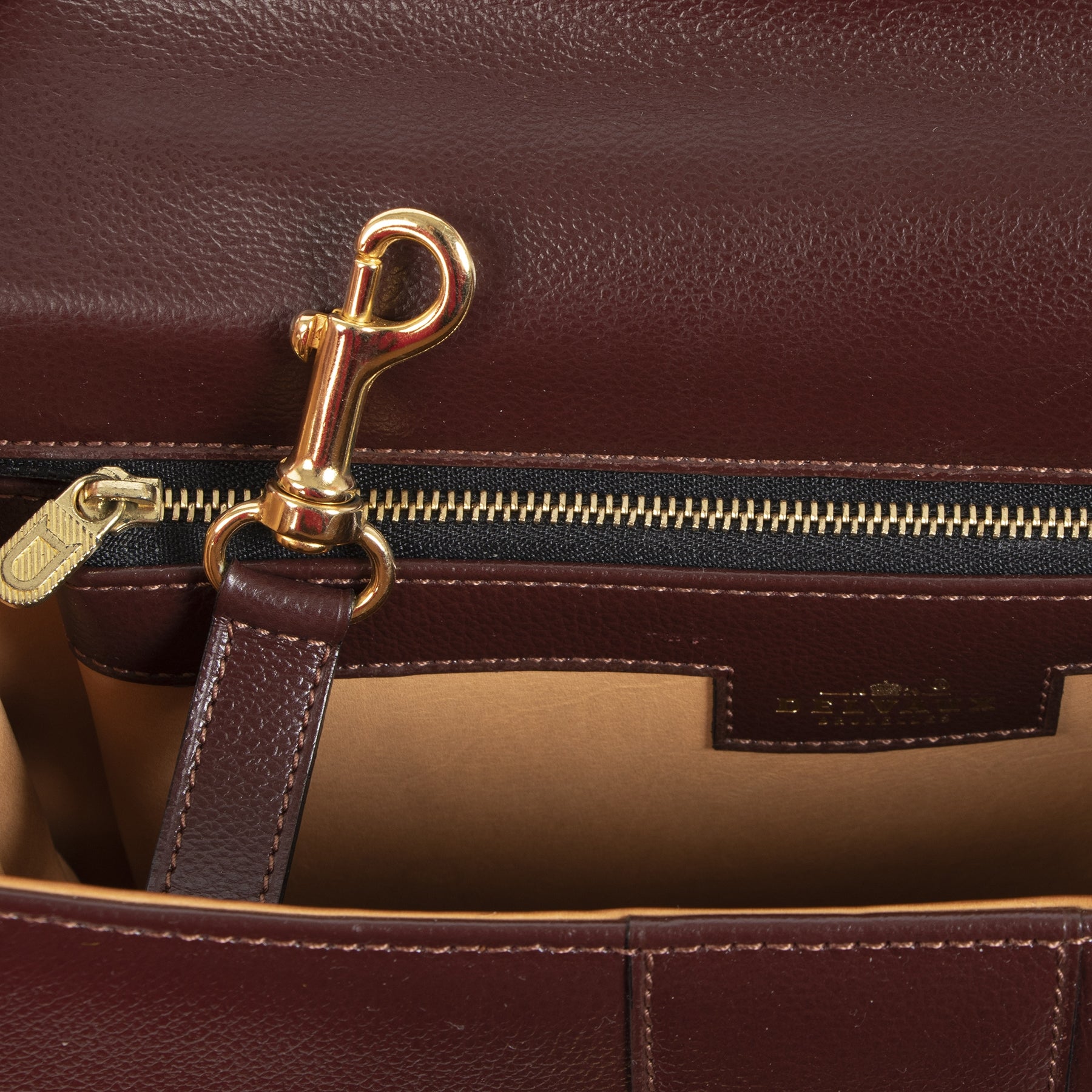 Authentic second-hand vintage Delvaux Burgundy Brown Brillant MM Bag buy online webshop LabelLOV