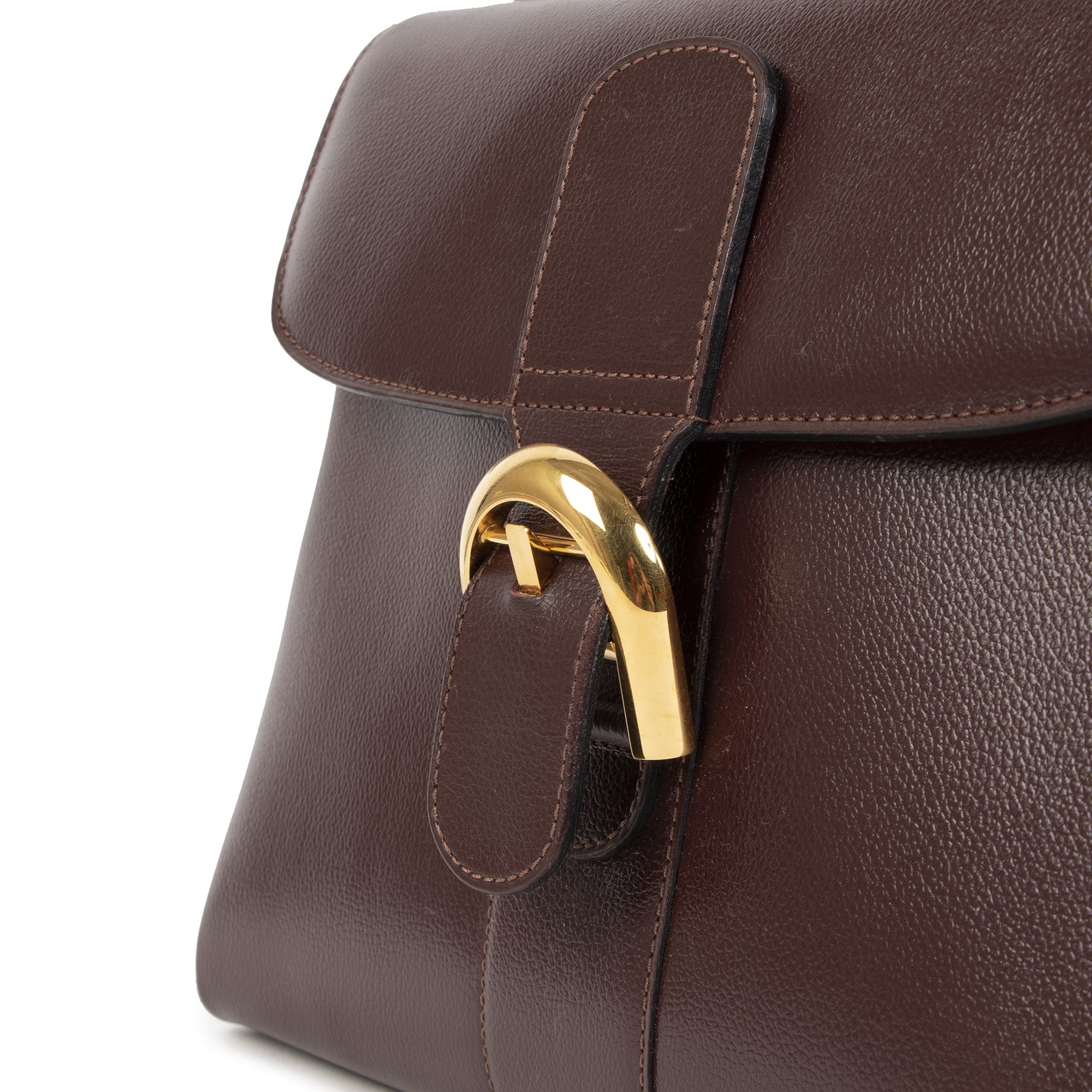 Authentic second-hand vintage Delvaux Burgundy Brown Brillant MM Bag buy online webshop LabelLOV