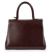 Authentieke tweedehands vintage Delvaux Burgundy Brown Brillant MM Bag koop online webshop LabelLOV
