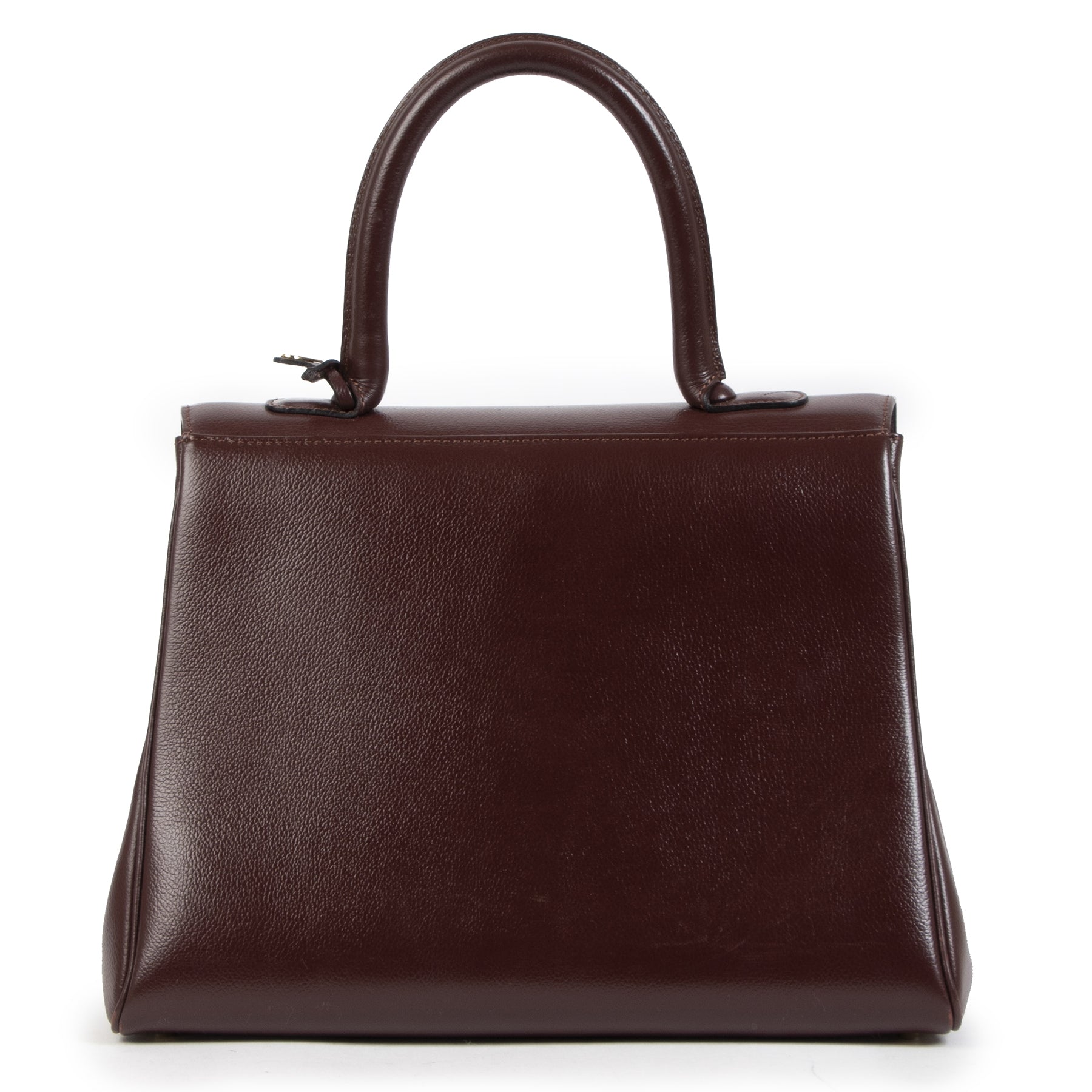 Authentieke tweedehands vintage Delvaux Burgundy Brown Brillant MM Bag koop online webshop LabelLOV