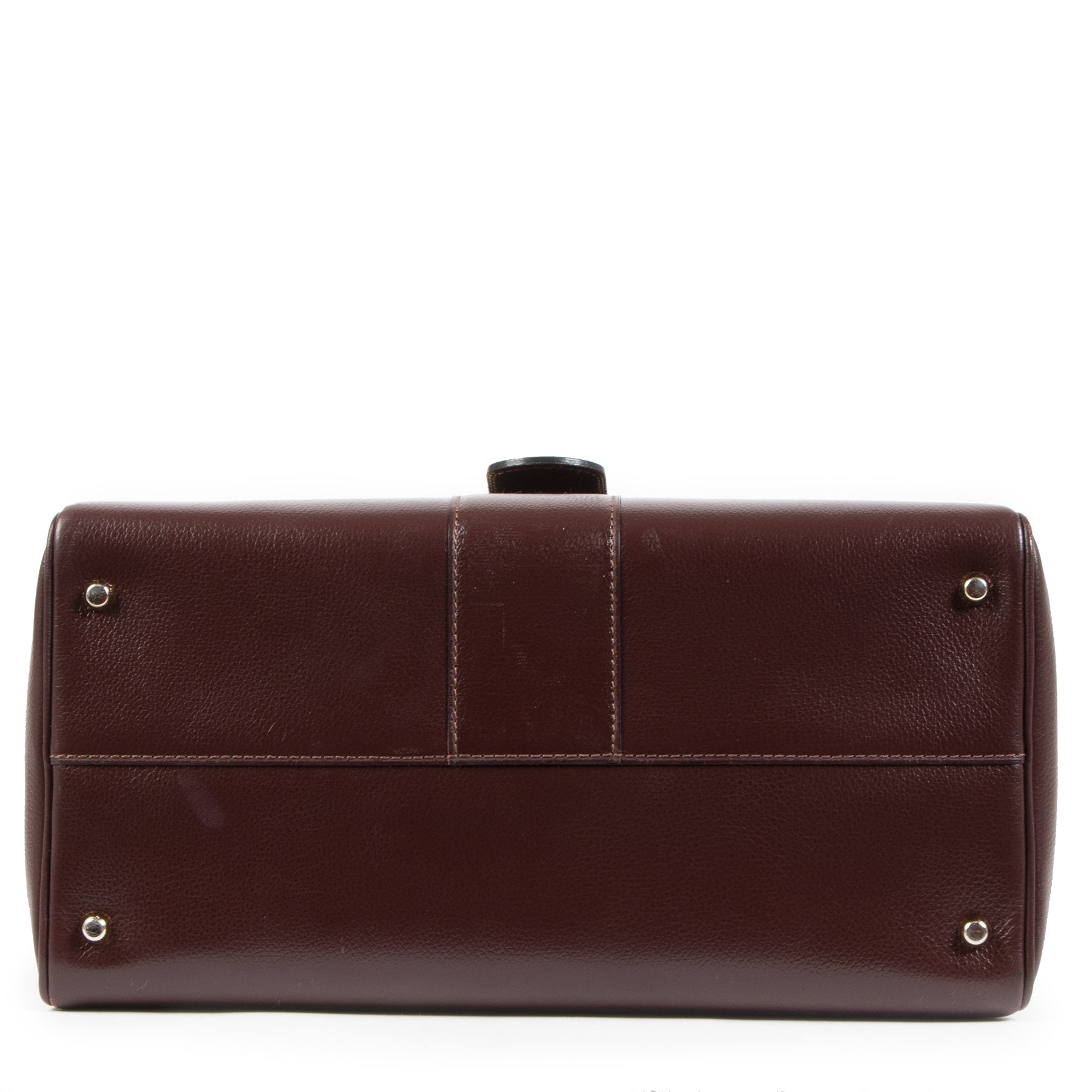 Authentique seconde-main vintage Delvaux Burgundy Brown Brillant MM Bag achète en ligne webshop LabelLOV
