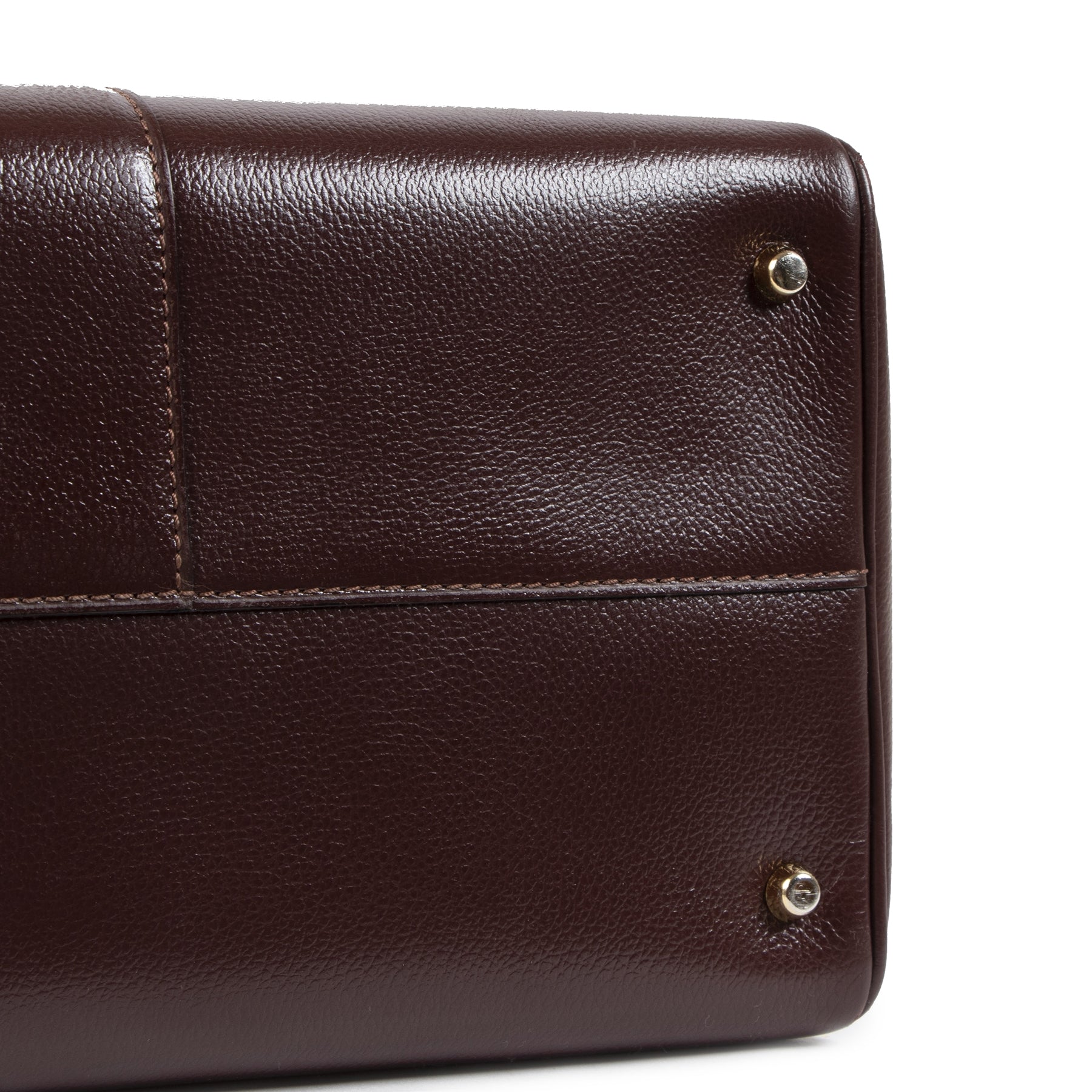 Authentieke tweedehands vintage Delvaux Burgundy Brown Brillant MM Bag koop online webshop LabelLOV