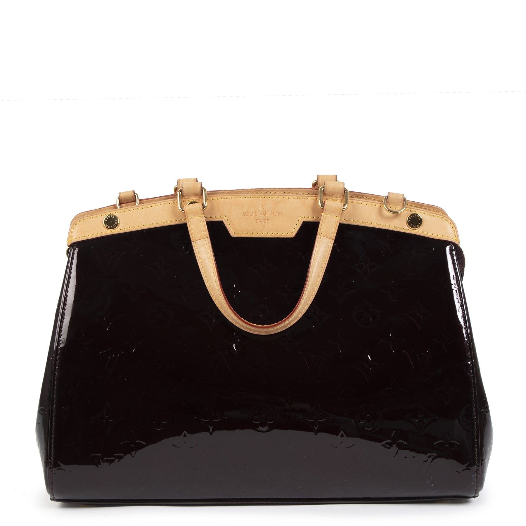 Authentieke Tweedehands Louis Vuitton Amarante Monogram Vernis Brea MM Tote Bag juiste prijs veilig online shoppen luxe merken webshop winkelen Antwerpen België mode fashion