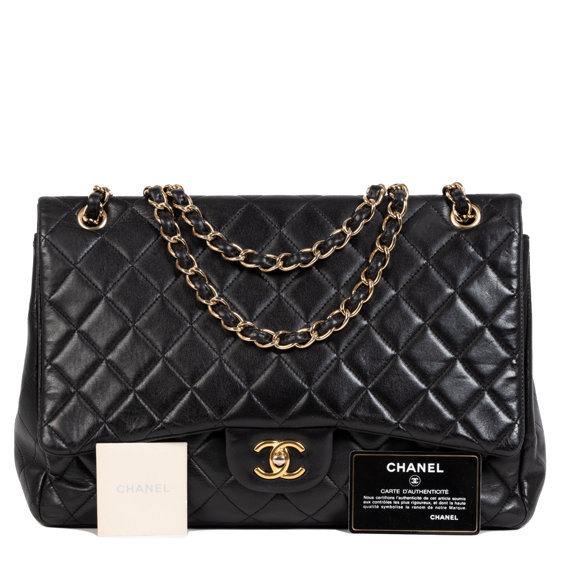Chanel Classic Black Lambskin Maxi Single-Flap Bag