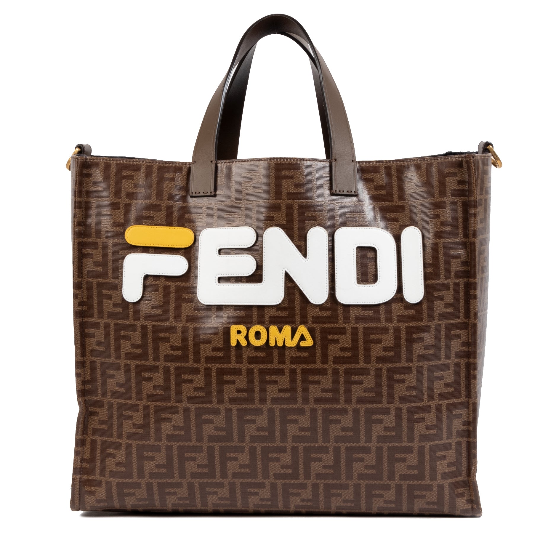 Authentic secondhand Fendi Limited Edition Mania Logo Fila Large Shopper Tote designer bags accessories clothing shoes luxury vintage webshop designer brands fashion safe secure online shopping worldwide shipping order online