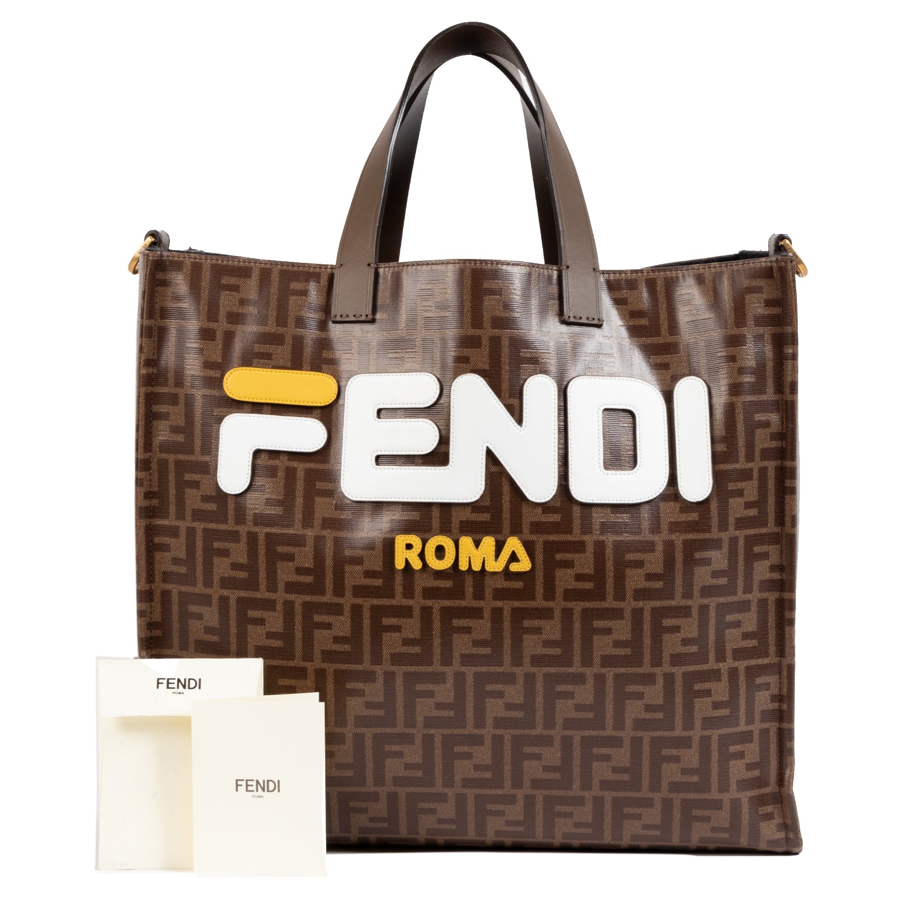 Authentieke Tweedehands Fendi Limited Edition Mania Logo Fila Large Shopper Tote juiste prijs veilig online shoppen luxe merken webshop winkelen Antwerpen België mode fashion