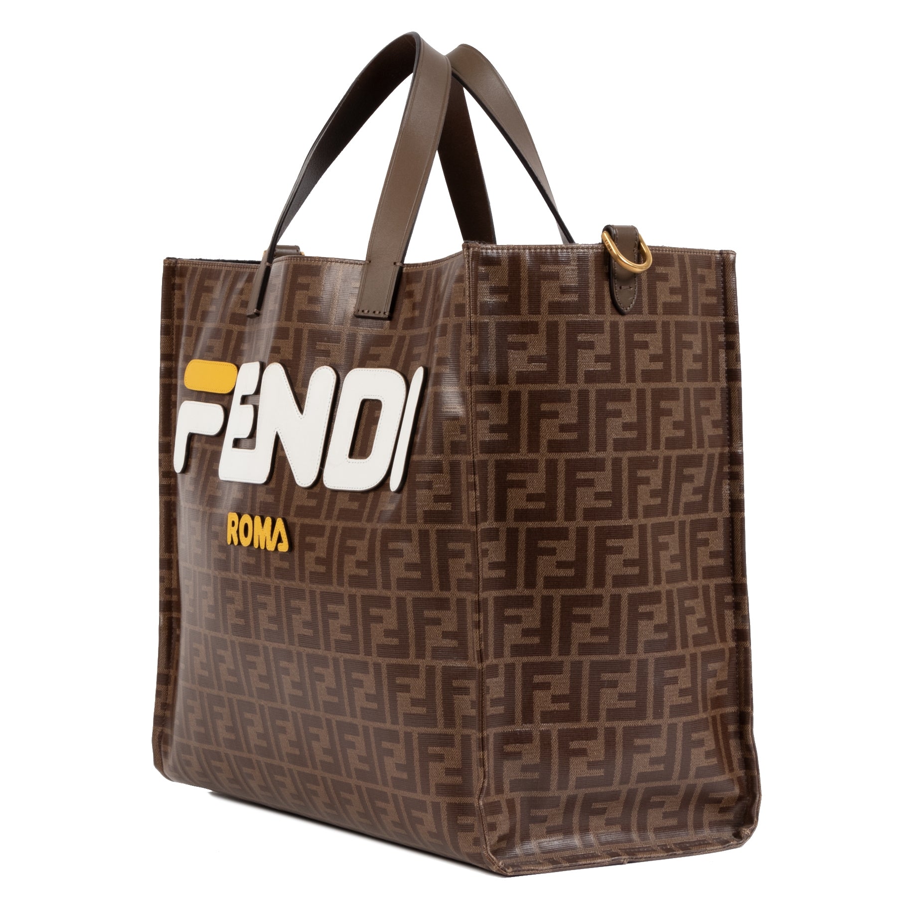 Authentic secondhand Fendi Limited Edition Mania Logo Fila Large Shopper Tote designer bags accessories clothing shoes luxury vintage webshop designer brands fashion safe secure online shopping worldwide shipping order online