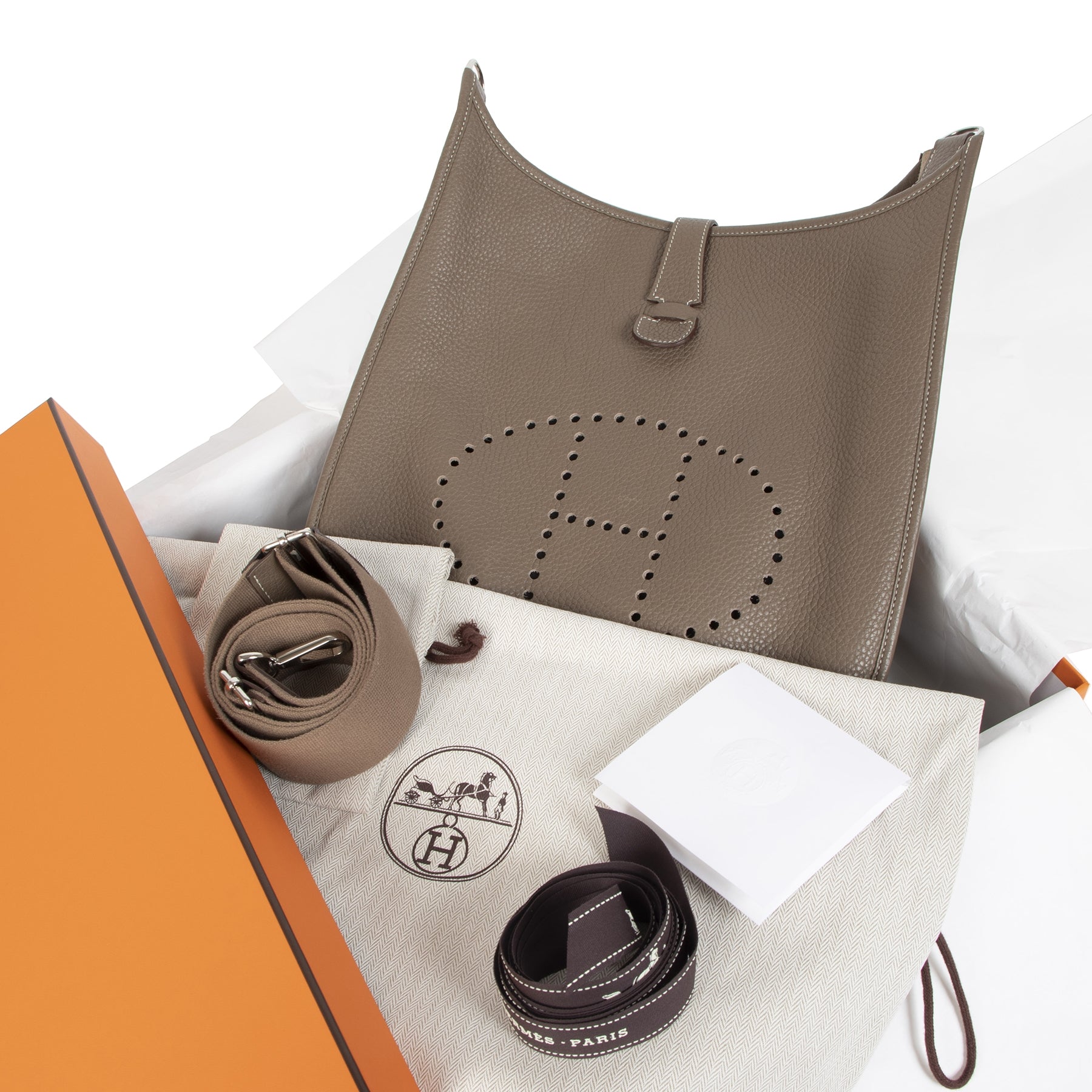 Hermès Evelyne Etoupe Taurilon Clemence GM