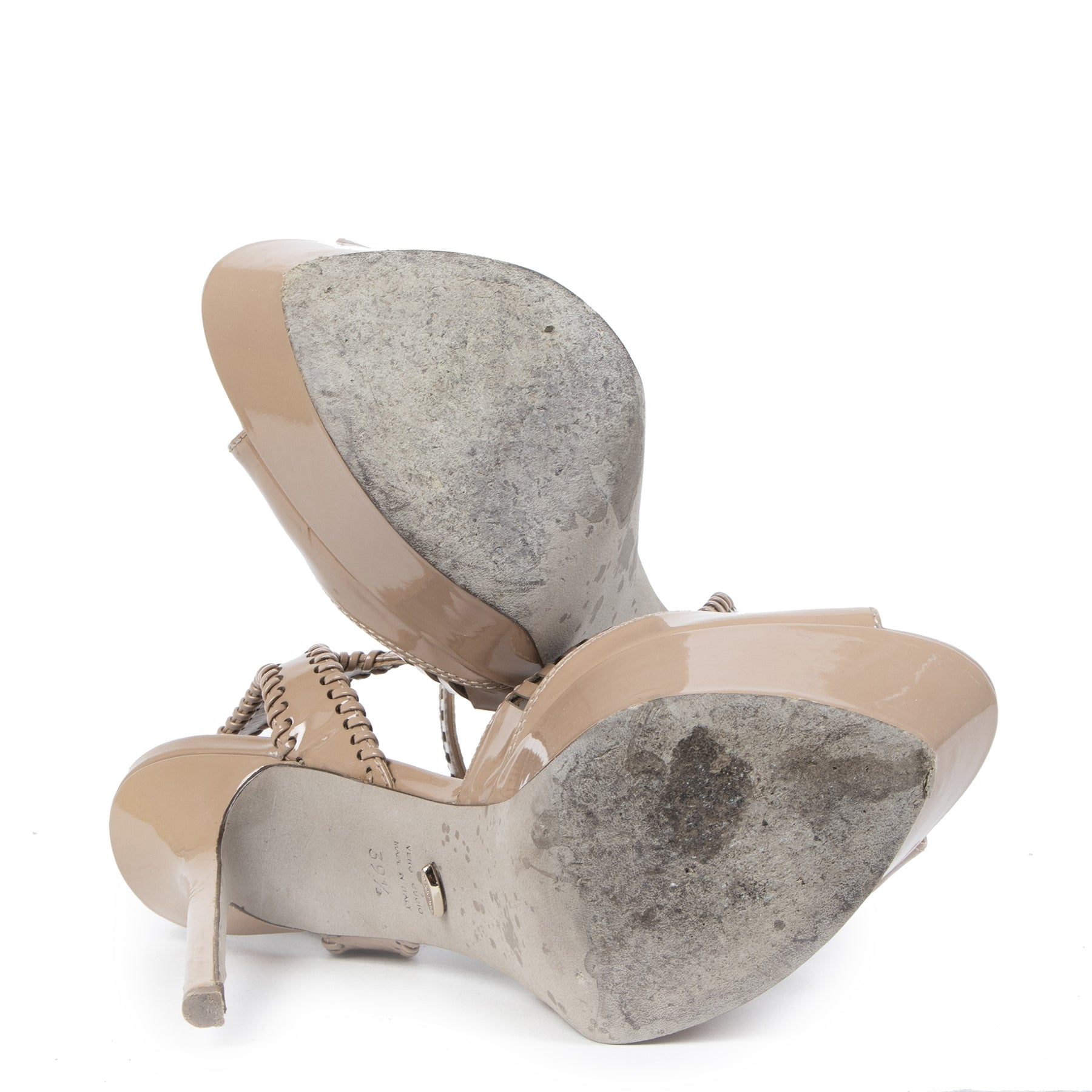 Authentic secondhand Sergio Rossi Nude Pelle Vit Vernice Peep Toe pumps - size 39,5 designer bags shoes heels pumps designer brands luxury vintage webshop safe secure online shopping worldwide shipping fashion