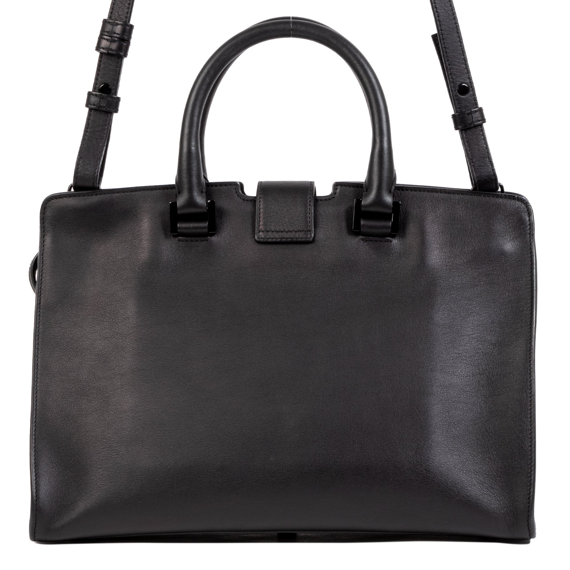Authentic secondhand Saint Laurent Black Smooth Calfskin Monogram Cabas Bag designer bags accessories clothing shoes luxury vintage webshop designer brands fashion safe secure online shopping worldwide shipping