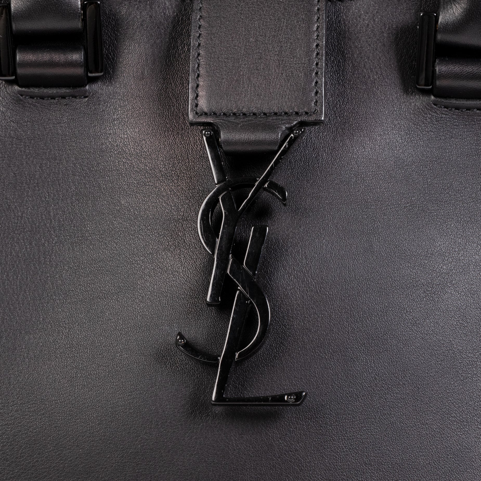 Authentic secondhand Saint Laurent Black Smooth Calfskin Monogram Cabas Bag designer bags accessories clothing shoes luxury vintage webshop designer brands fashion safe secure online shopping worldwide shipping