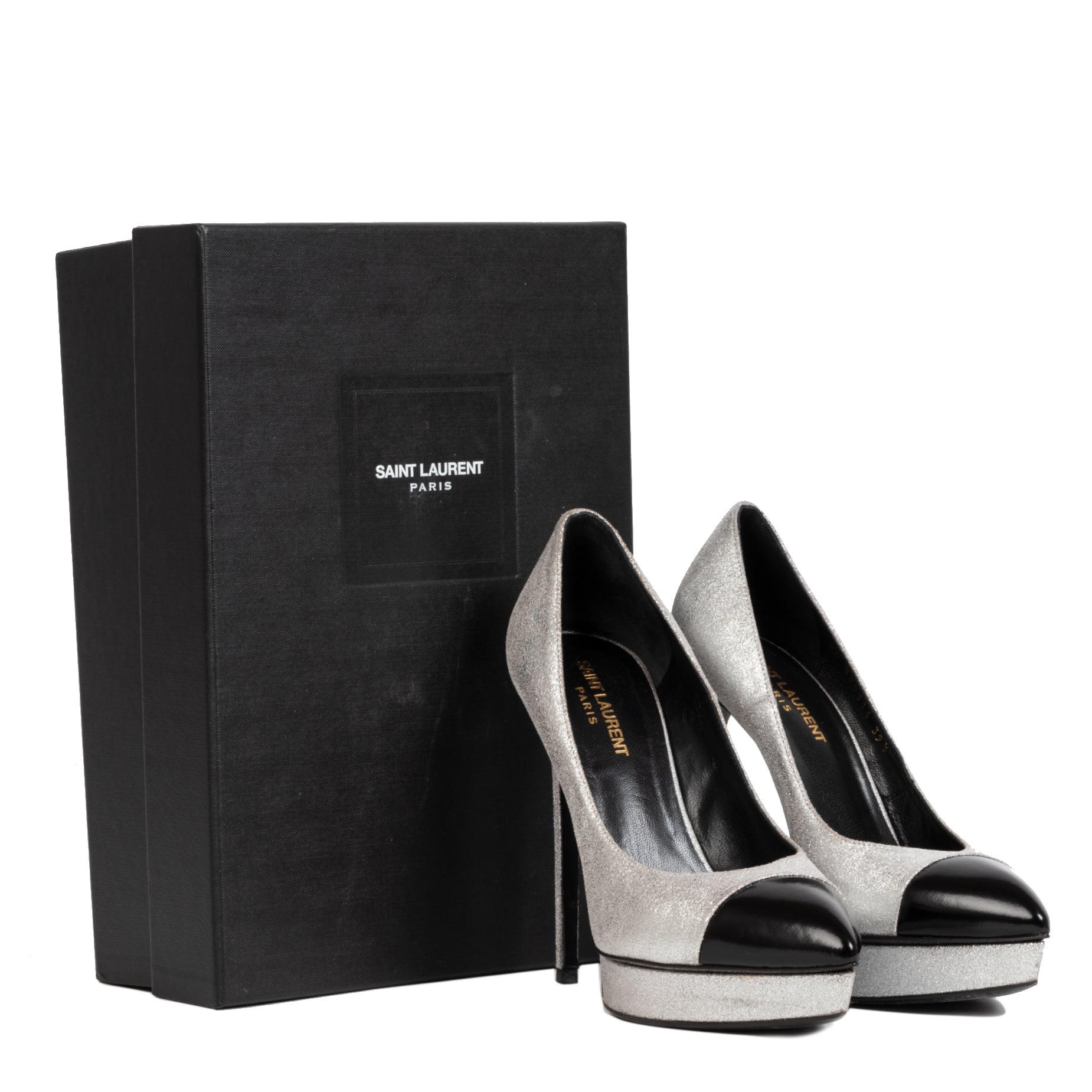 Authentic secondhand Saint Laurent Glitter Platform Pumps - Size 39,5 designer shoes pumps heels designer brands luxury vintage webshop fashion safe secure online shopping worldwide shipping