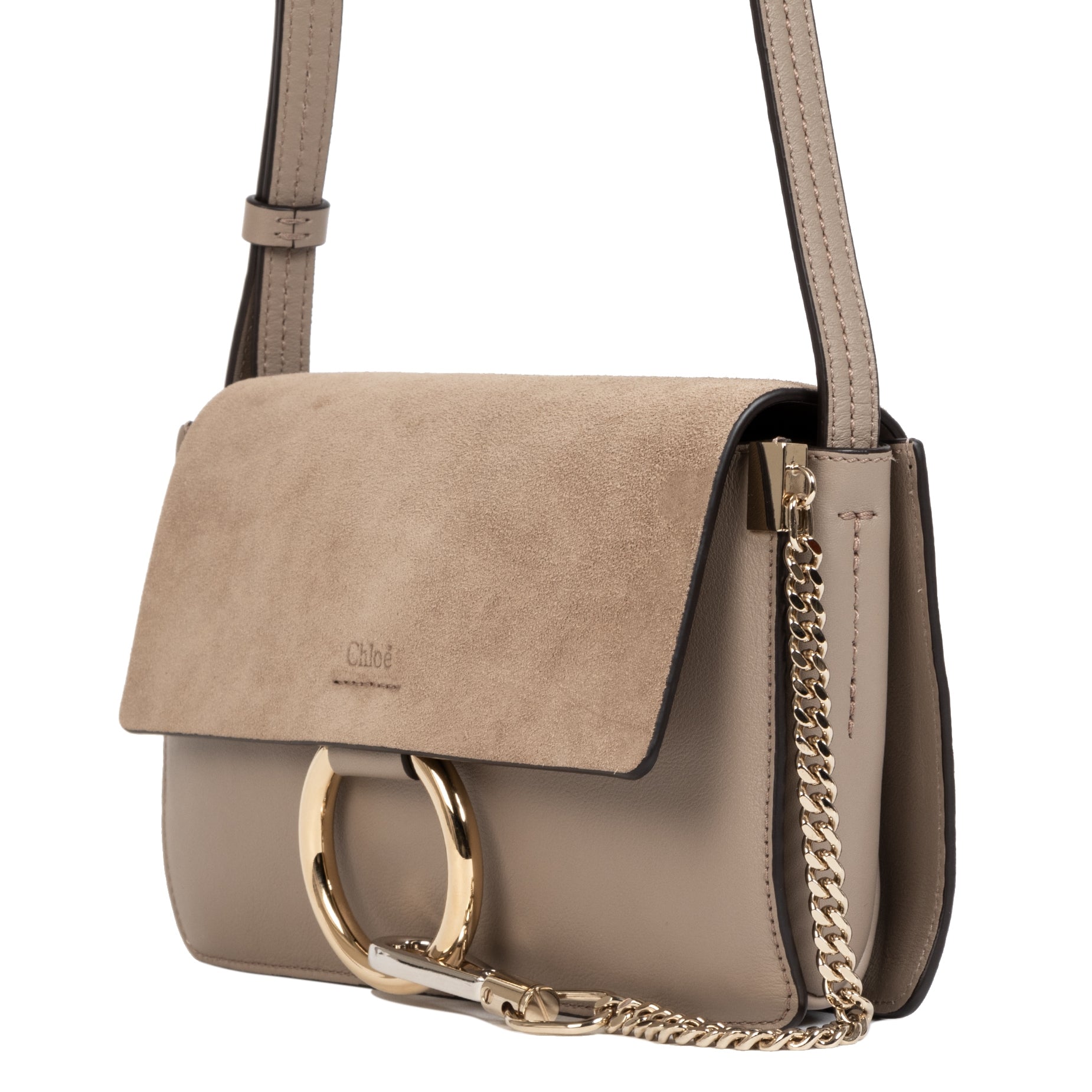 Chloe Faye Motty Grey Small Suede Shoulder Bag – Labellov
