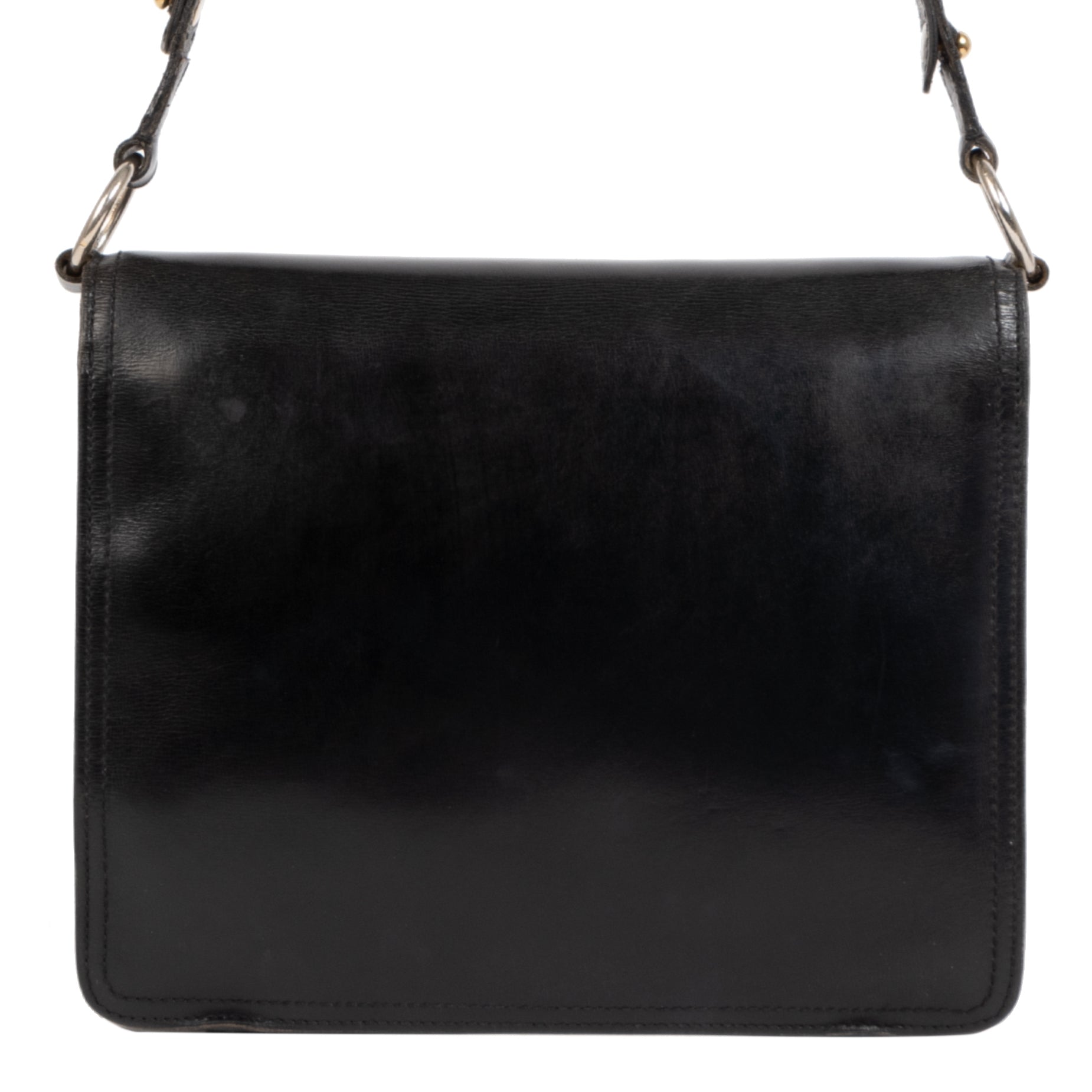 Authentieke Tweedehands Delvaux Black Leather DD Shoulder Bag juiste prijs veilig online shoppen luxe merken webshop winkelen Antwerpen België mode fashion