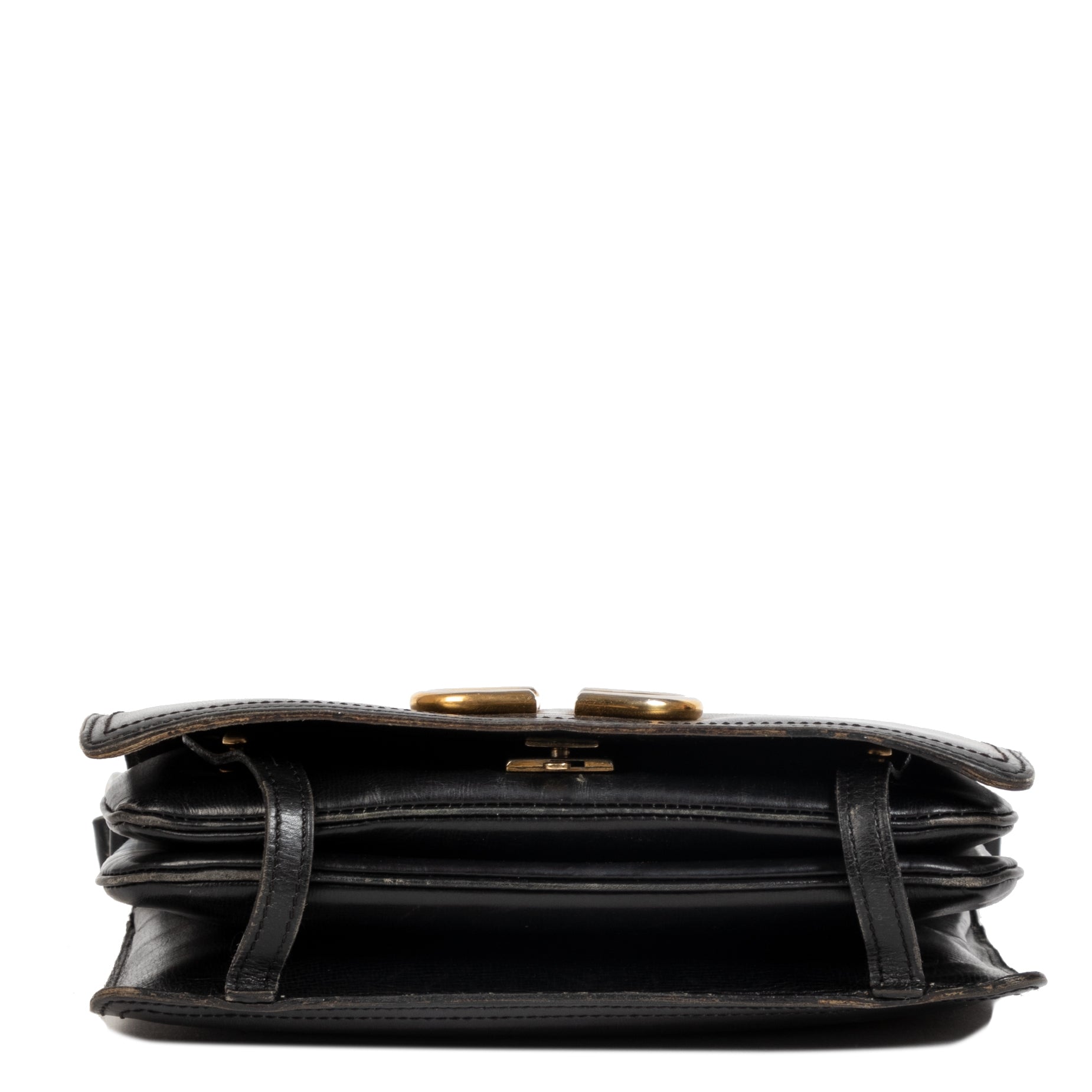 Authentieke Tweedehands Delvaux Black Leather DD Shoulder Bag juiste prijs veilig online shoppen luxe merken webshop winkelen Antwerpen België mode fashion