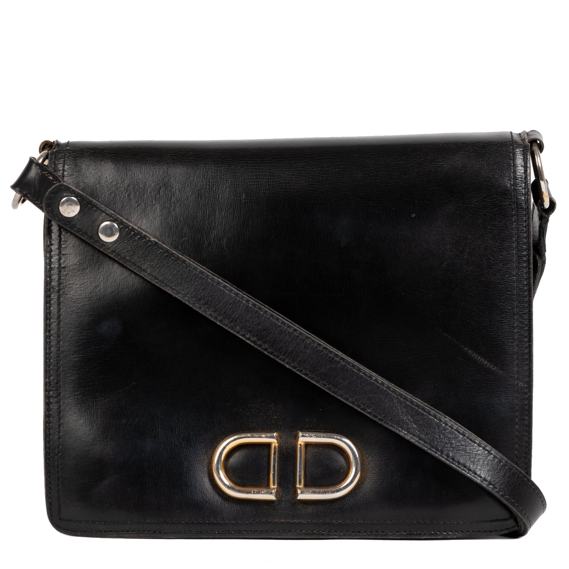 Authentic secondhand Delvaux Black Leather DD Shoulder Bag designer bags luxury vintage webshop designer brands fashion safe secure online shopping worldwide shipping