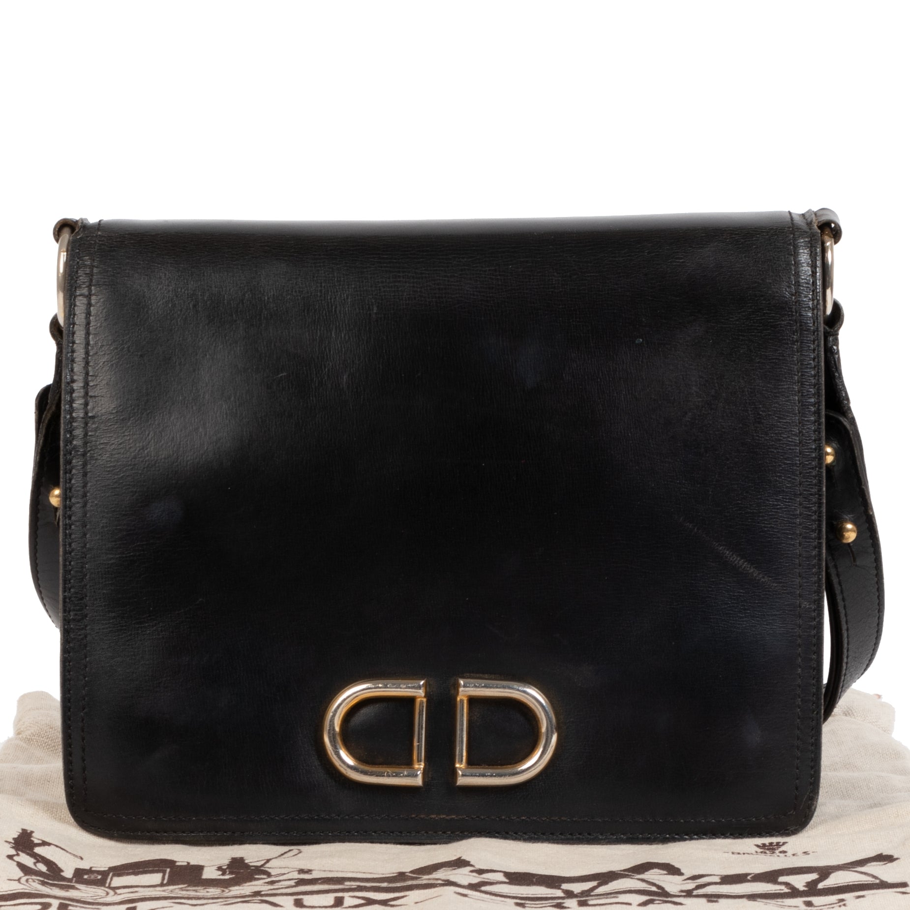 Delvaux Black Leather DD Shoulder Bag Delvaux Black Leather DD Shoulder Bag