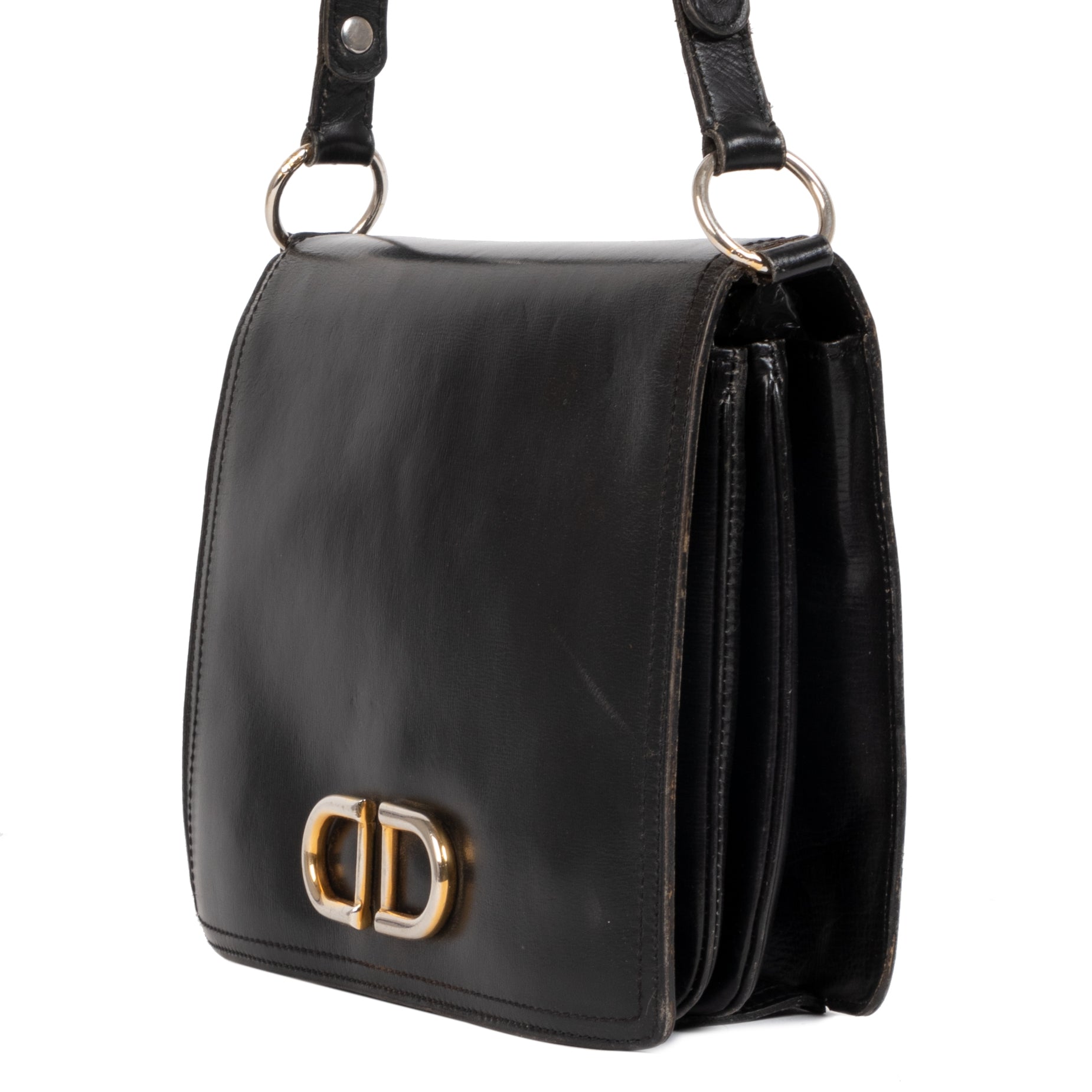 Authentic secondhand Delvaux Black Leather DD Shoulder Bag designer bags luxury vintage webshop designer brands fashion safe secure online shopping worldwide shipping