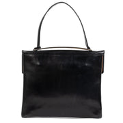 Authentic secondhand Delvaux Black Leather Top Handle Bag designer bags fashion luxury vintage webshop designer brands safe secure online shopping worldwide shipping