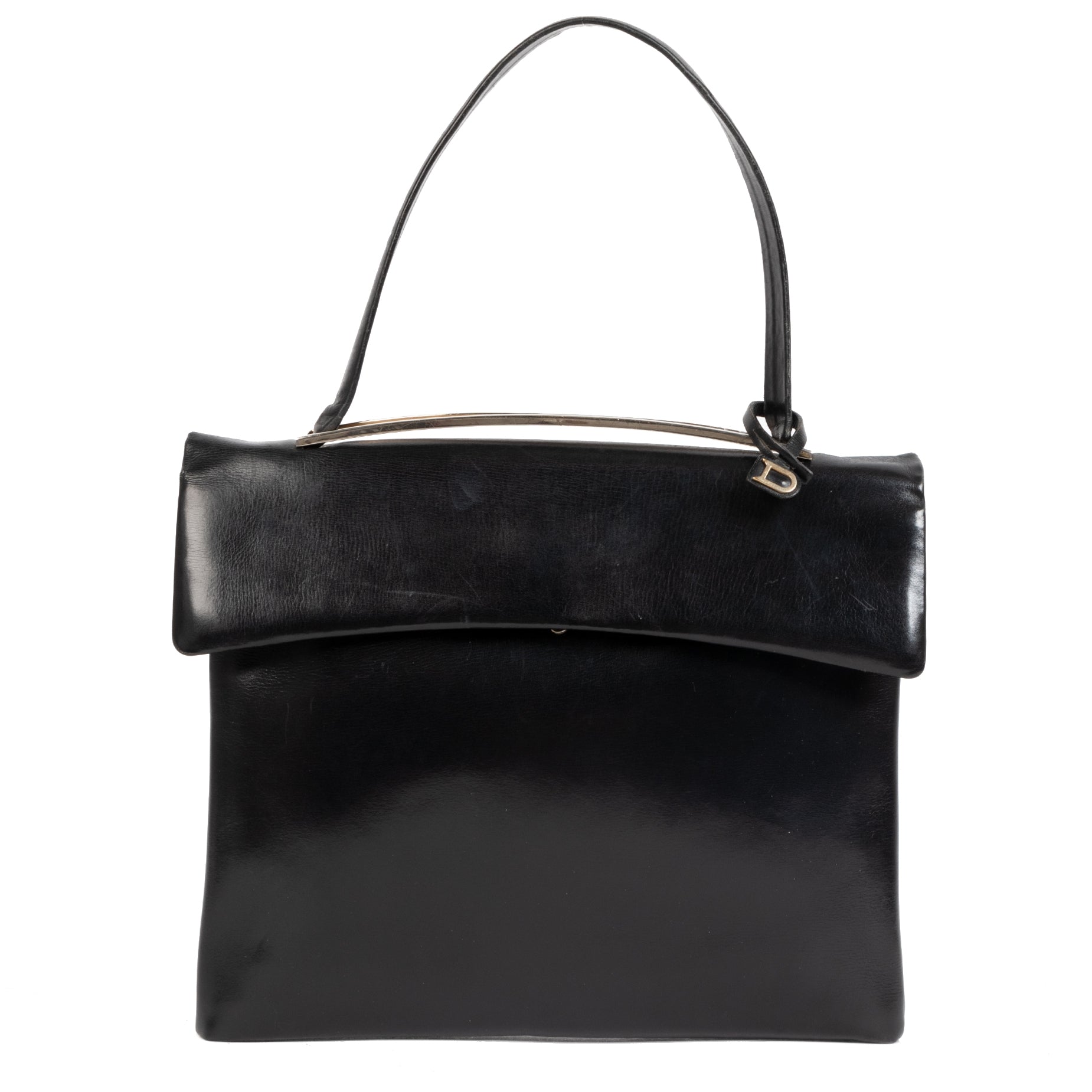 Authentieke Tweedehands Delvaux Black Leather Top Handle Bag juiste prijs veilig online shoppen luxe merken webshop winkelen Antwerpen België mode fashion