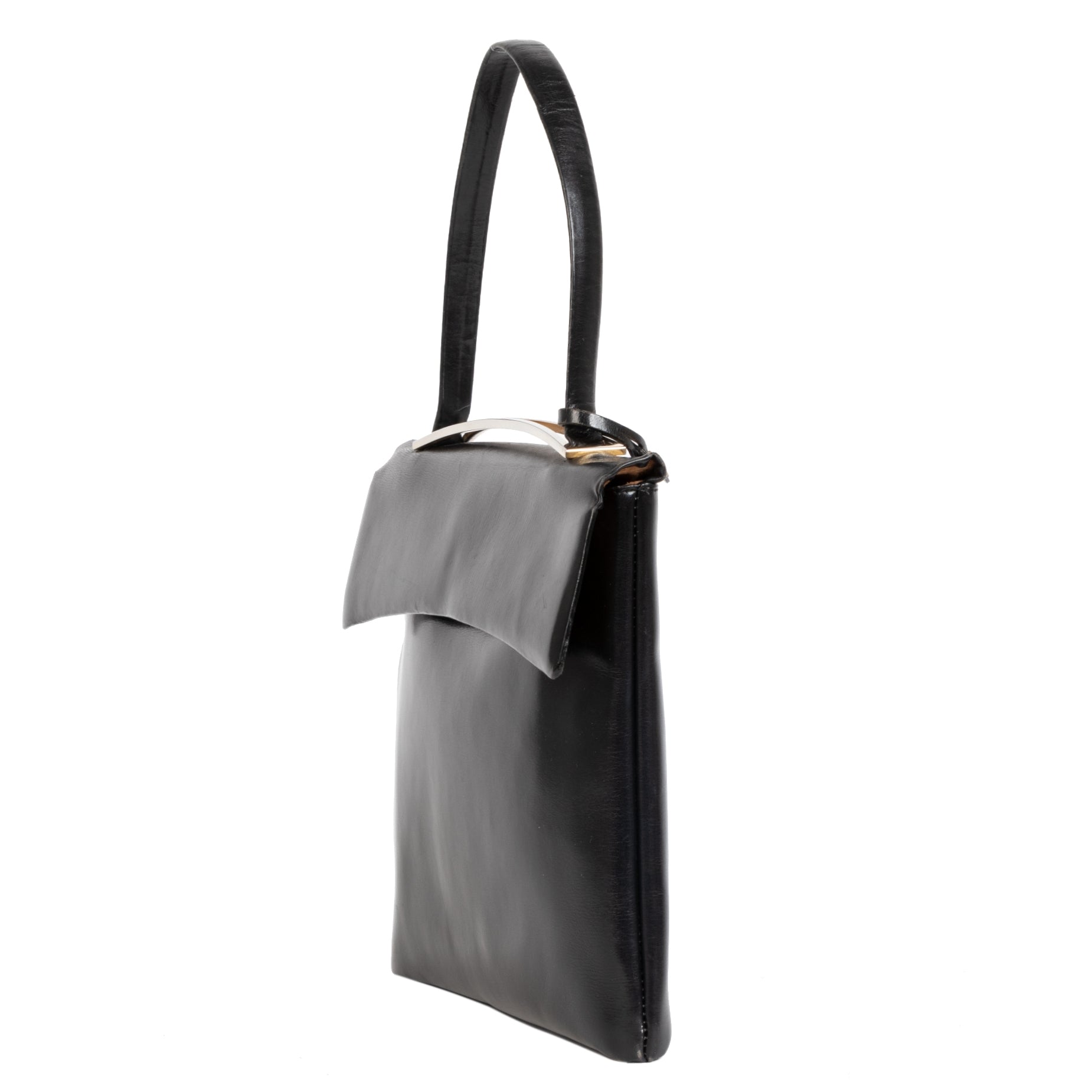 Authentic secondhand Delvaux Black Leather Top Handle Bag designer bags fashion luxury vintage webshop designer brands safe secure online shopping worldwide shipping