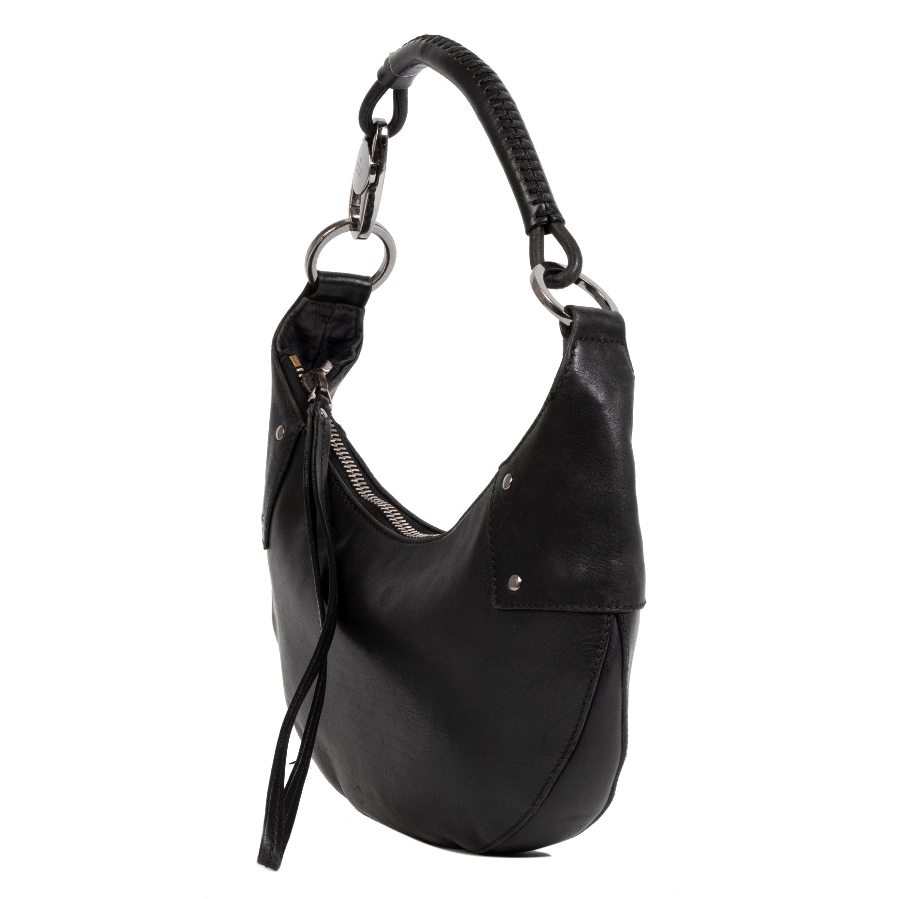 Gucci Black Leather Half Moon Bag for sale online at Labellov secondhand luxury in Antwerp Belgium