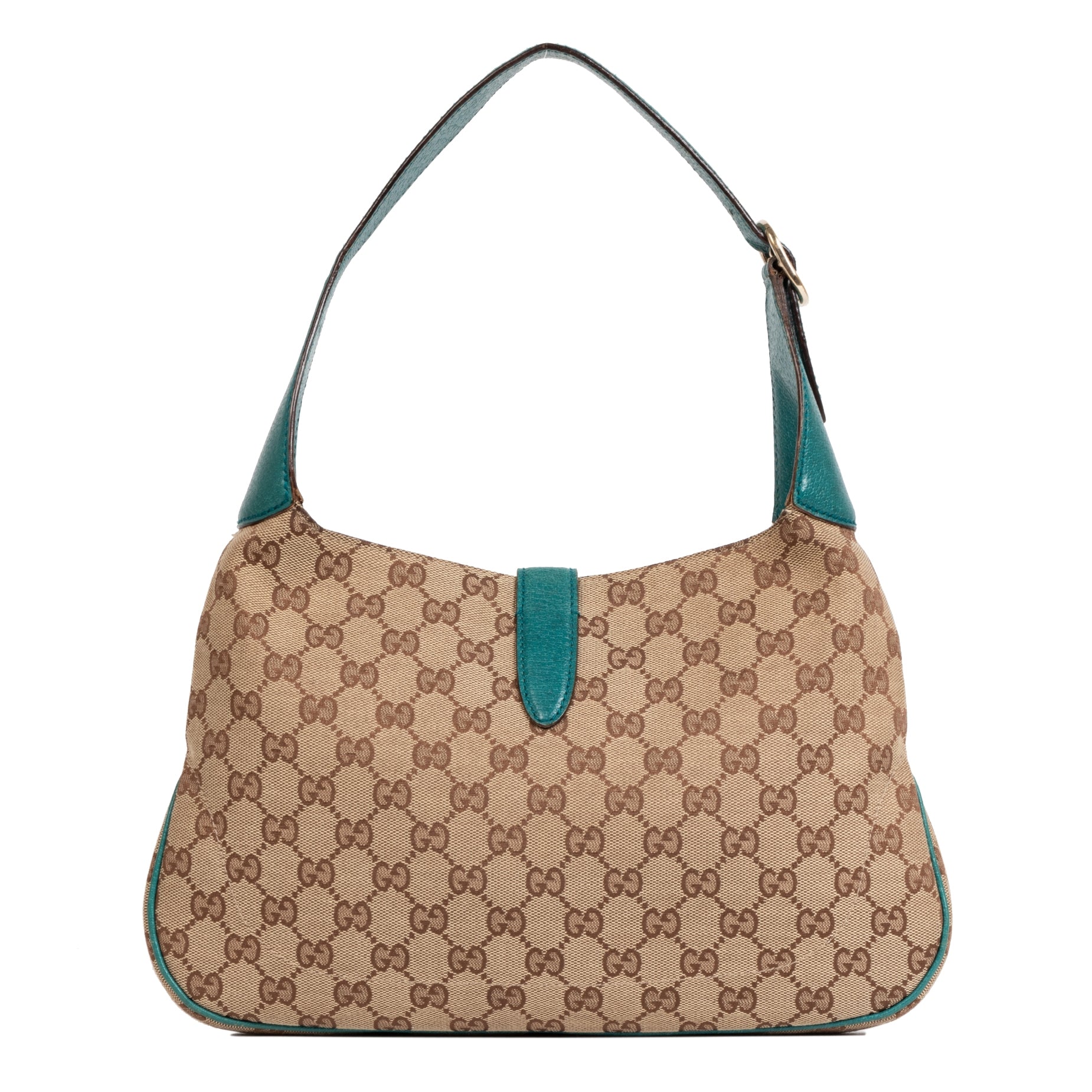 Gucci Monogram Canvas and Leather New Jackie Shoulder Bag for sale online at Labellov secondhand luxury in Antwerp