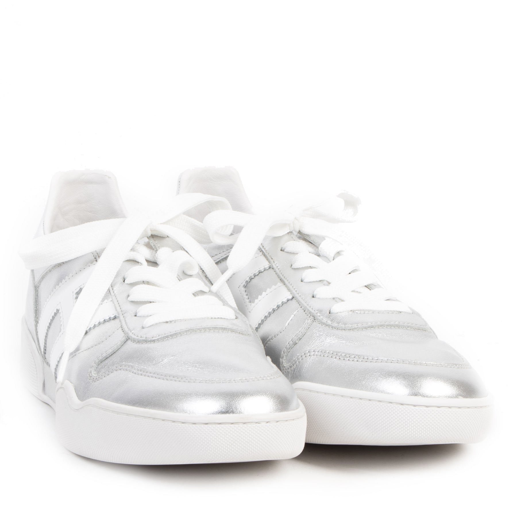 Authentique seconde-main vintage Hogan Silver Leather Sneakers - Size 40 achète en ligne webshop LabelLOV