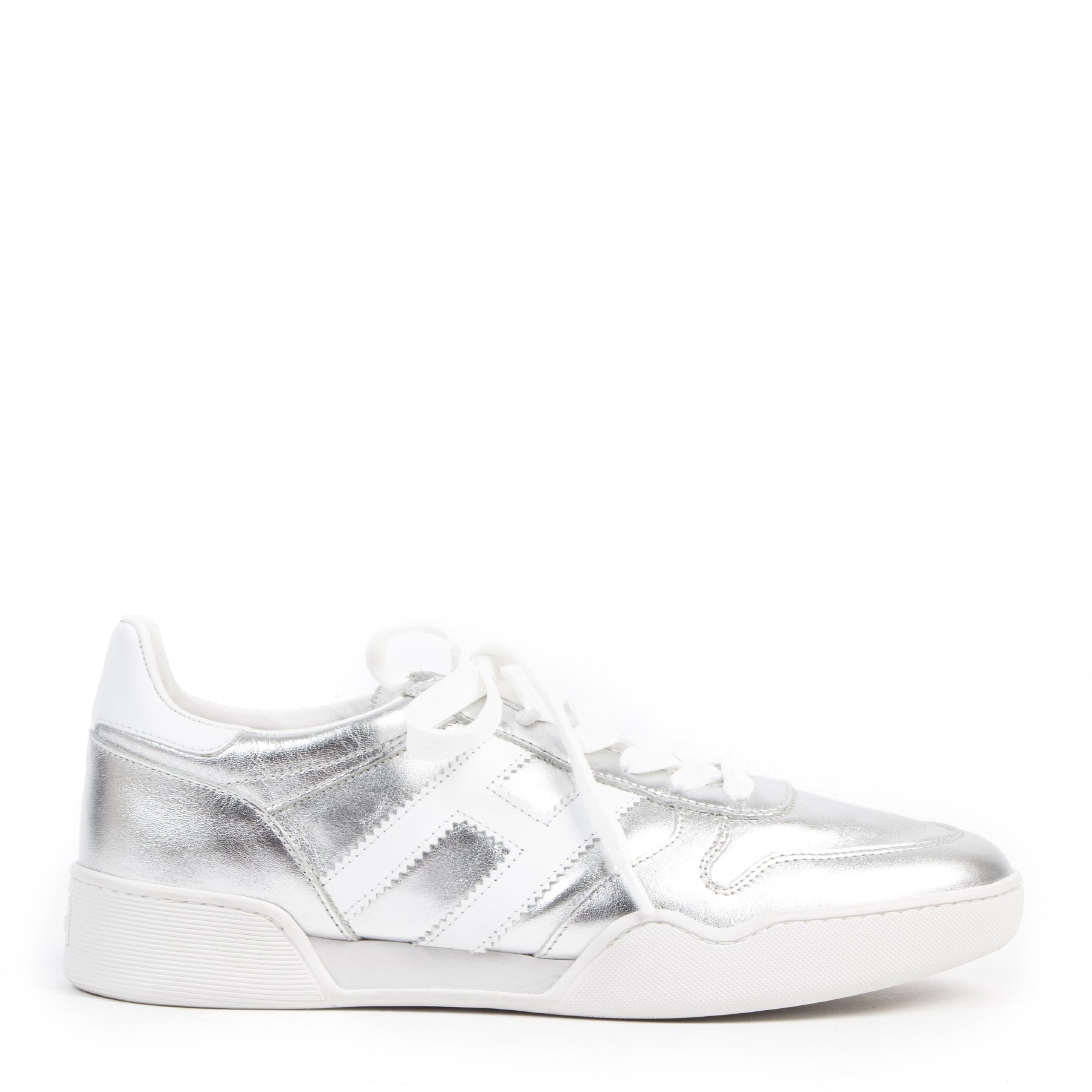 Authentic second-hand vintage Hogan Silver Leather Sneakers - Size 40 buy online webshop LabelLOV
