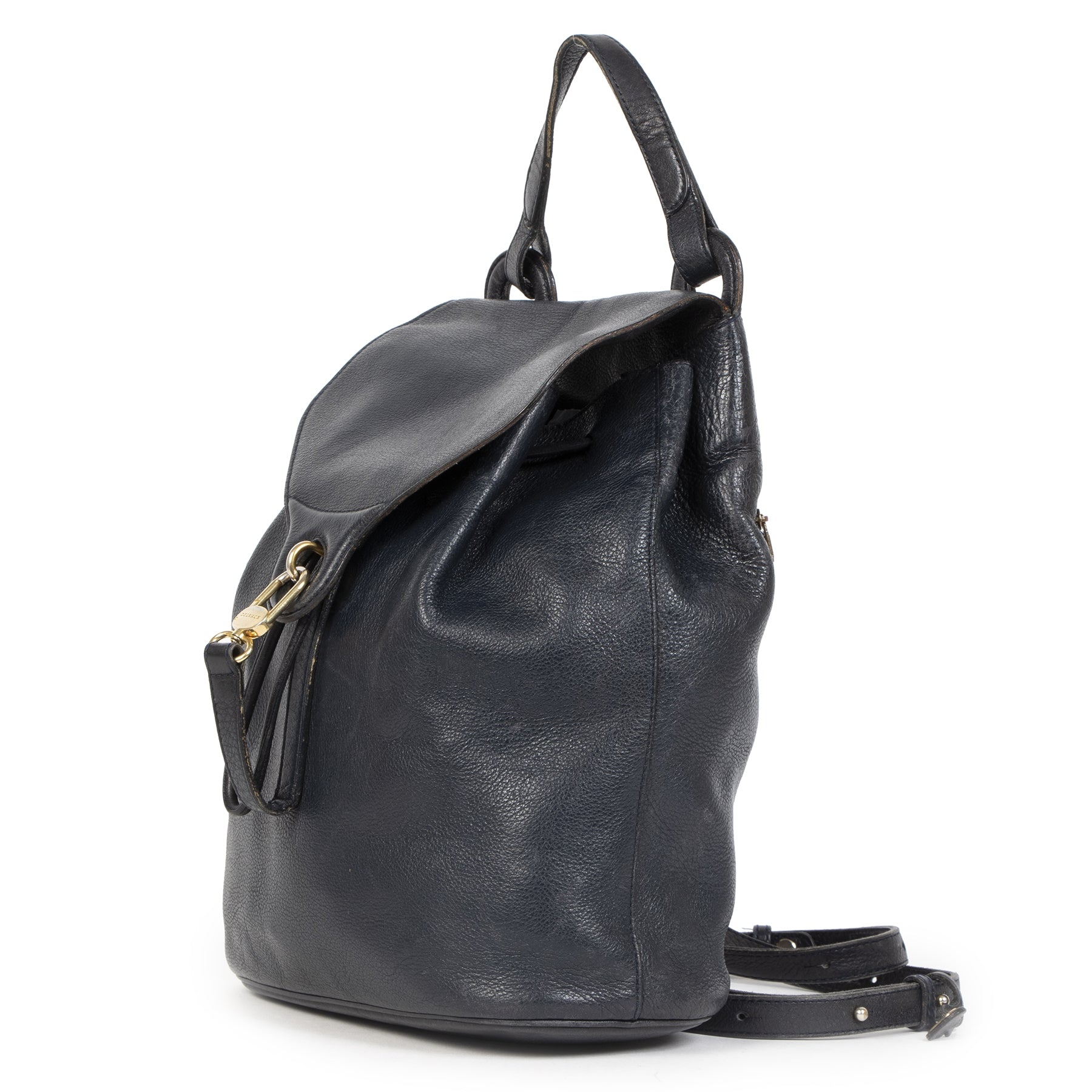 Authentieke Tweedehands Delvaux Navy Leather Backpack juiste prijs veilig online shoppen luxe merken webshop winkelen Antwerpen België mode fashion