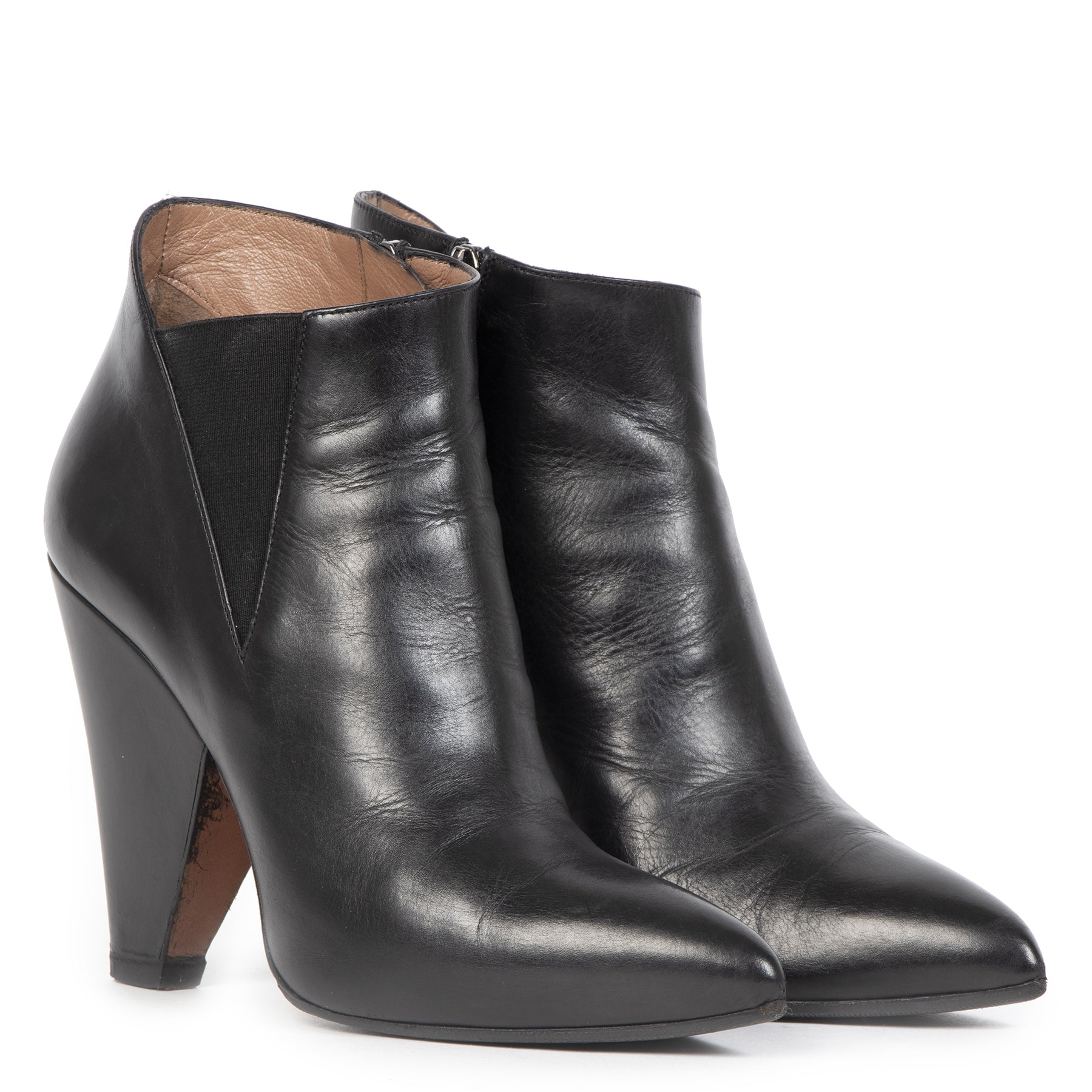 Authentieke Tweedehands Alaïa Black Leather Ankle Boots - Size 37,5 juiste prijs veilig online shoppen luxe merken webshop winkelen Antwerpen België mode fashion