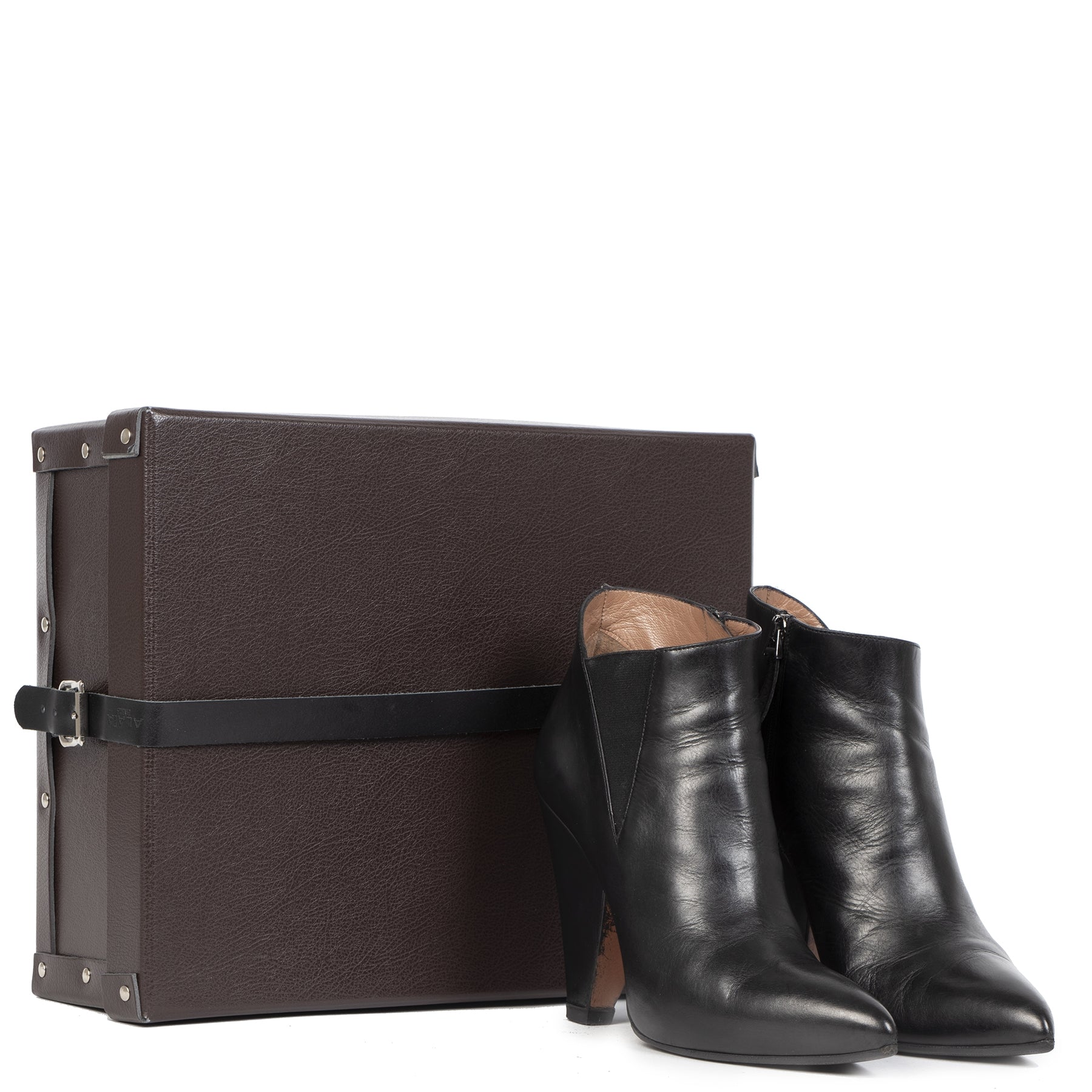 Authentic secondhand Alaïa Black Leather Ankle Boots - Size 37,5 designer shoes accessories designer brands luxury vintage webshop safe secure online shopping fashion worldwide shipping