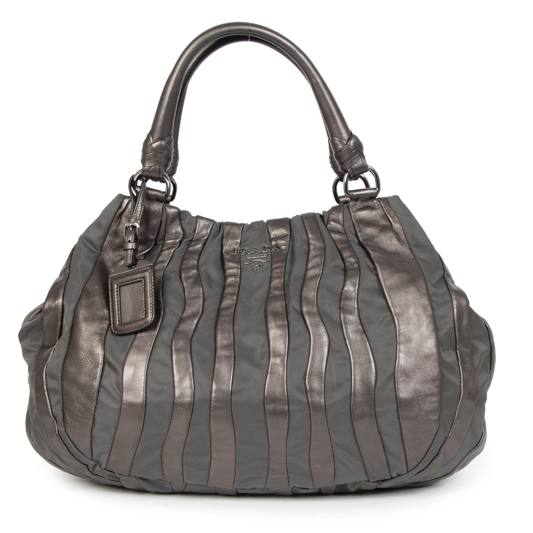 Authentic second-hand vintage Prada Grafite Mordore Shoulder Bag buy online webshop LabelLOV