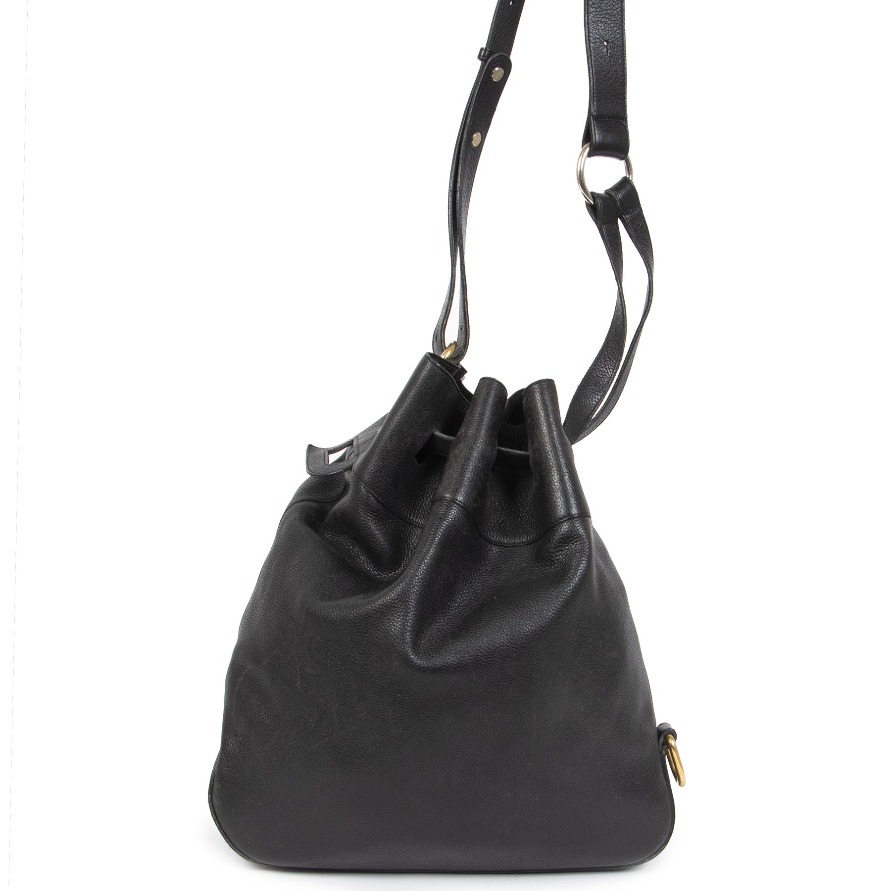 Authentic secondhand Delvaux Black Leather Bucket Bag designer bags designer brands fashion luxury vintage webshop safe secure online shopping worldwide shipping