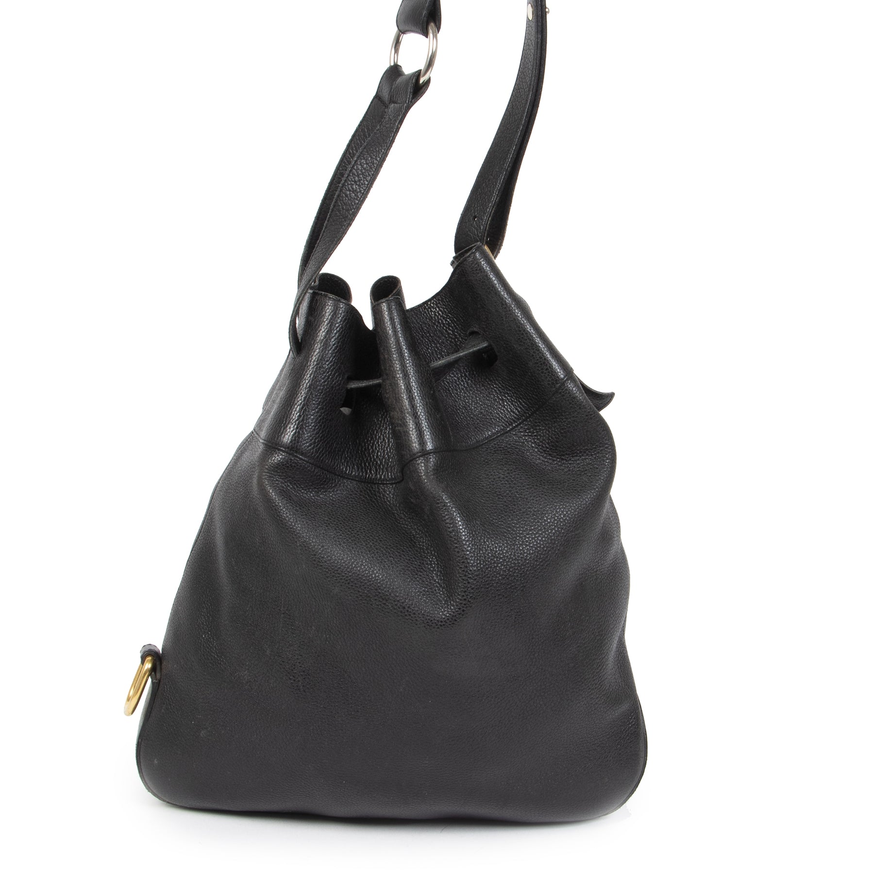 Authentic secondhand Delvaux Black Leather Bucket Bag designer bags designer brands fashion luxury vintage webshop safe secure online shopping worldwide shipping