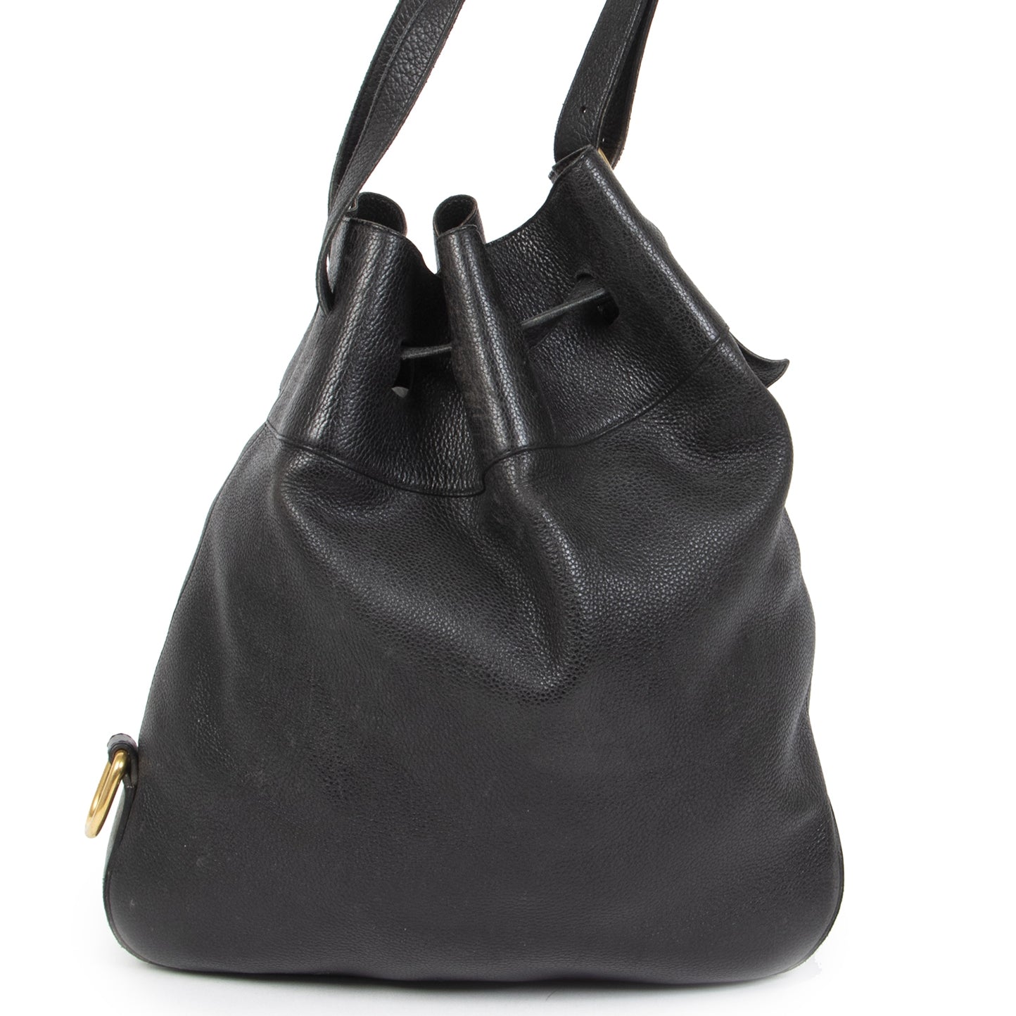 Authentic secondhand Delvaux Black Leather Bucket Bag designer bags designer brands fashion luxury vintage webshop safe secure online shopping worldwide shipping