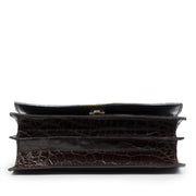 Authentic secondhand Delvaux Vintage Brown Croco Top Handle Bag designer bags accessories designer brands luxury vintage webshop online shopping