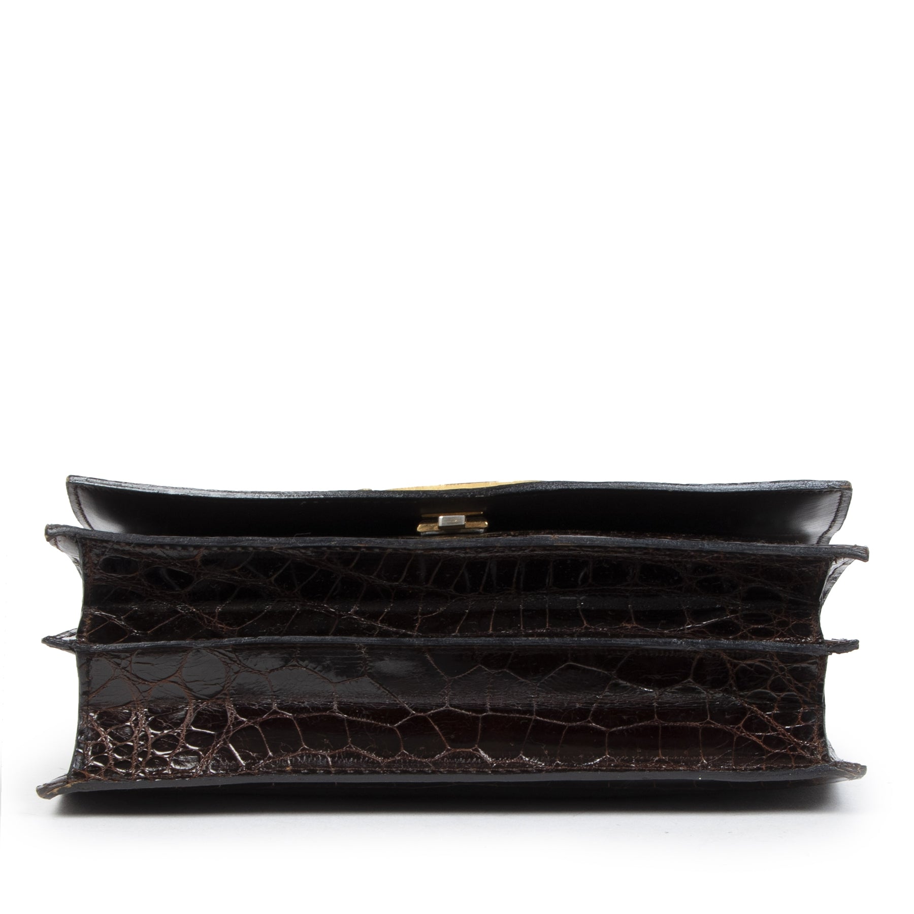 Authentic secondhand Delvaux Vintage Brown Croco Top Handle Bag designer bags accessories designer brands luxury vintage webshop online shopping