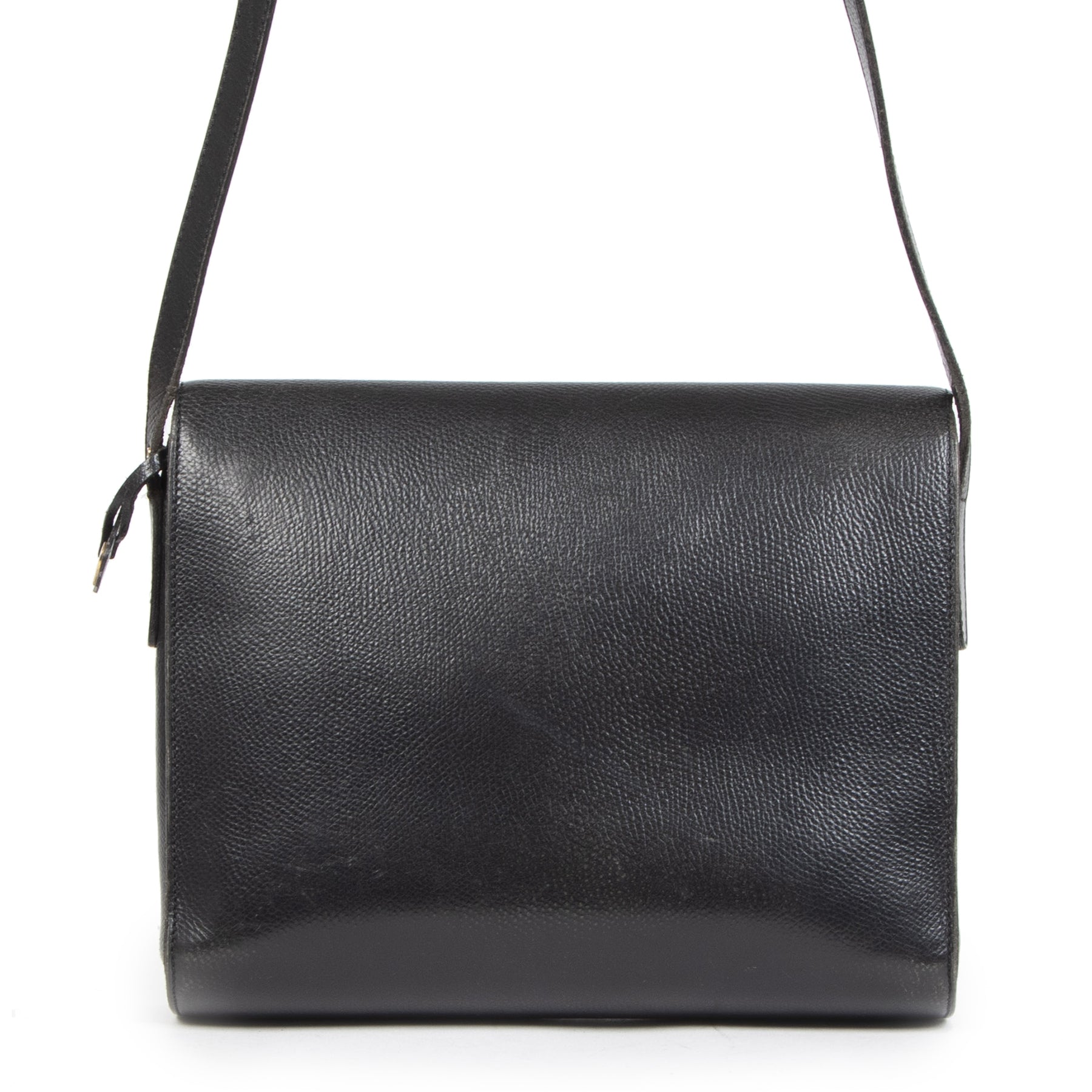 Authentic secondhand Delvaux Black Leather Envelope Shoulder Bag designer bags accessories designer brands luxury vintage webshop safe secure online shopping worldwide shipping