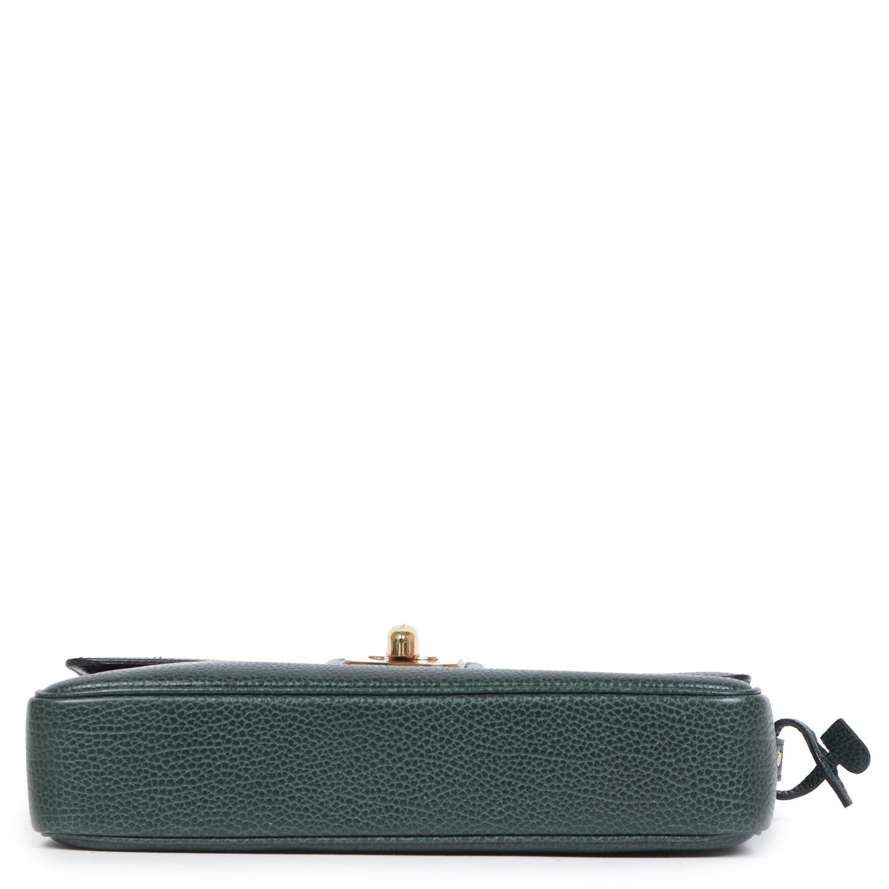 Authentieke Tweedehands Delvaux Green Leather Wooden Turnlock Bag juiste prijs veilig online shoppen luxe merken webshop winkelen Antwerpen België mode fashion