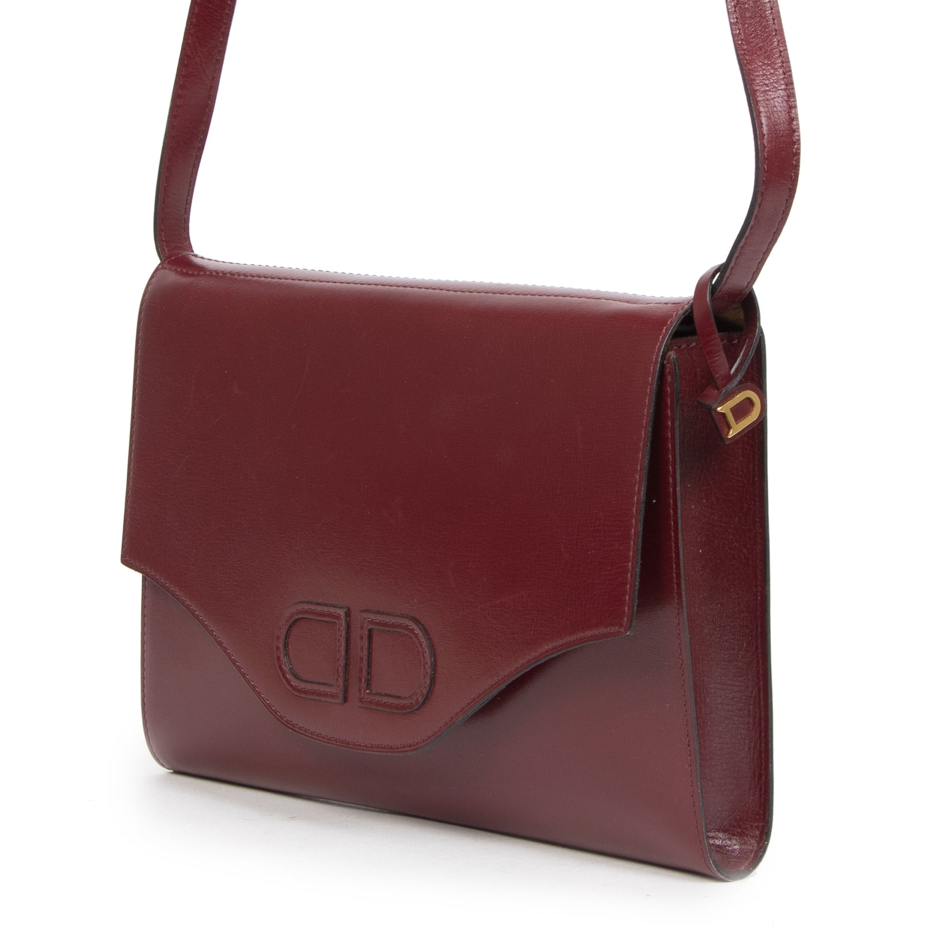 Authentieke Tweedehands Delvaux Bordeaux Leather Bag juiste prijs veilig online shoppen luxe merken webshop winkelen Antwerpen België mode fashion