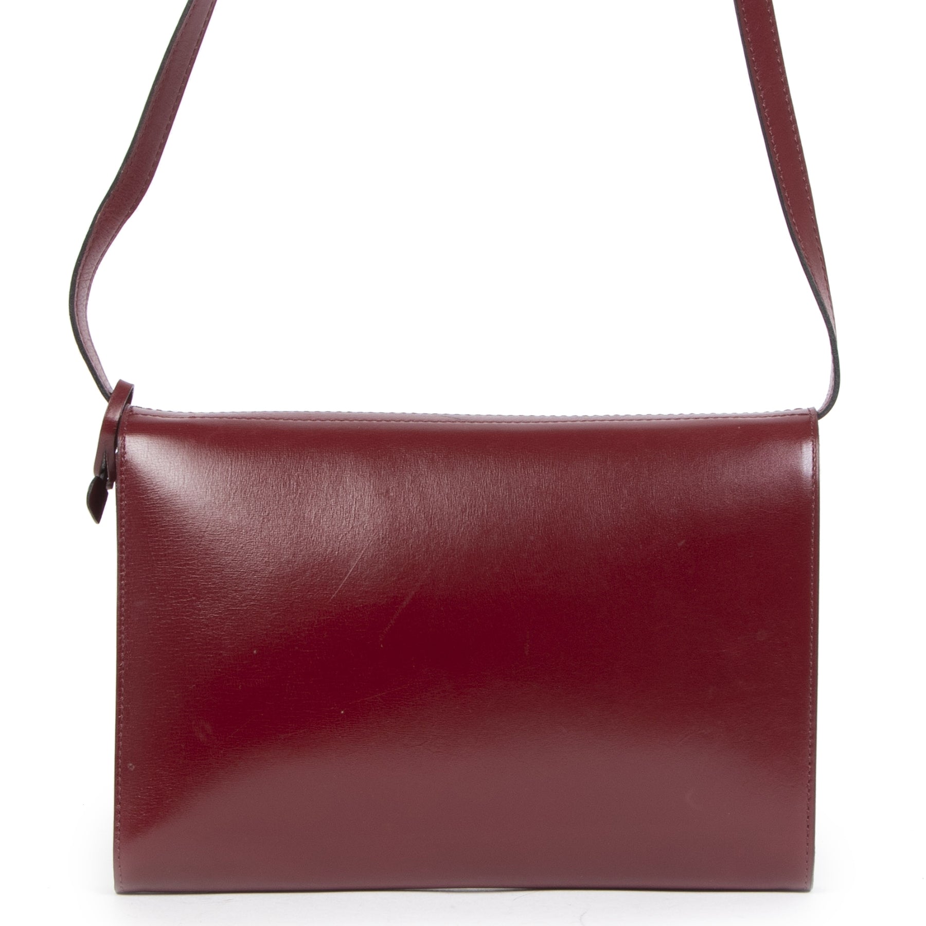 Authentieke Tweedehands Delvaux Bordeaux Leather Bag juiste prijs veilig online shoppen luxe merken webshop winkelen Antwerpen België mode fashion