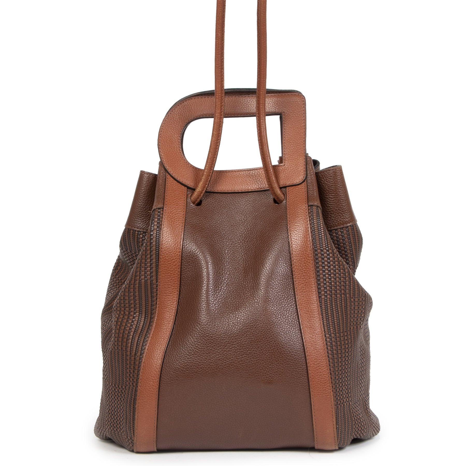 Authentique seconde-main vintage Delvaux Camel Caraïbes Toile De Cuir Bag achète en ligne webshop LabelLOV