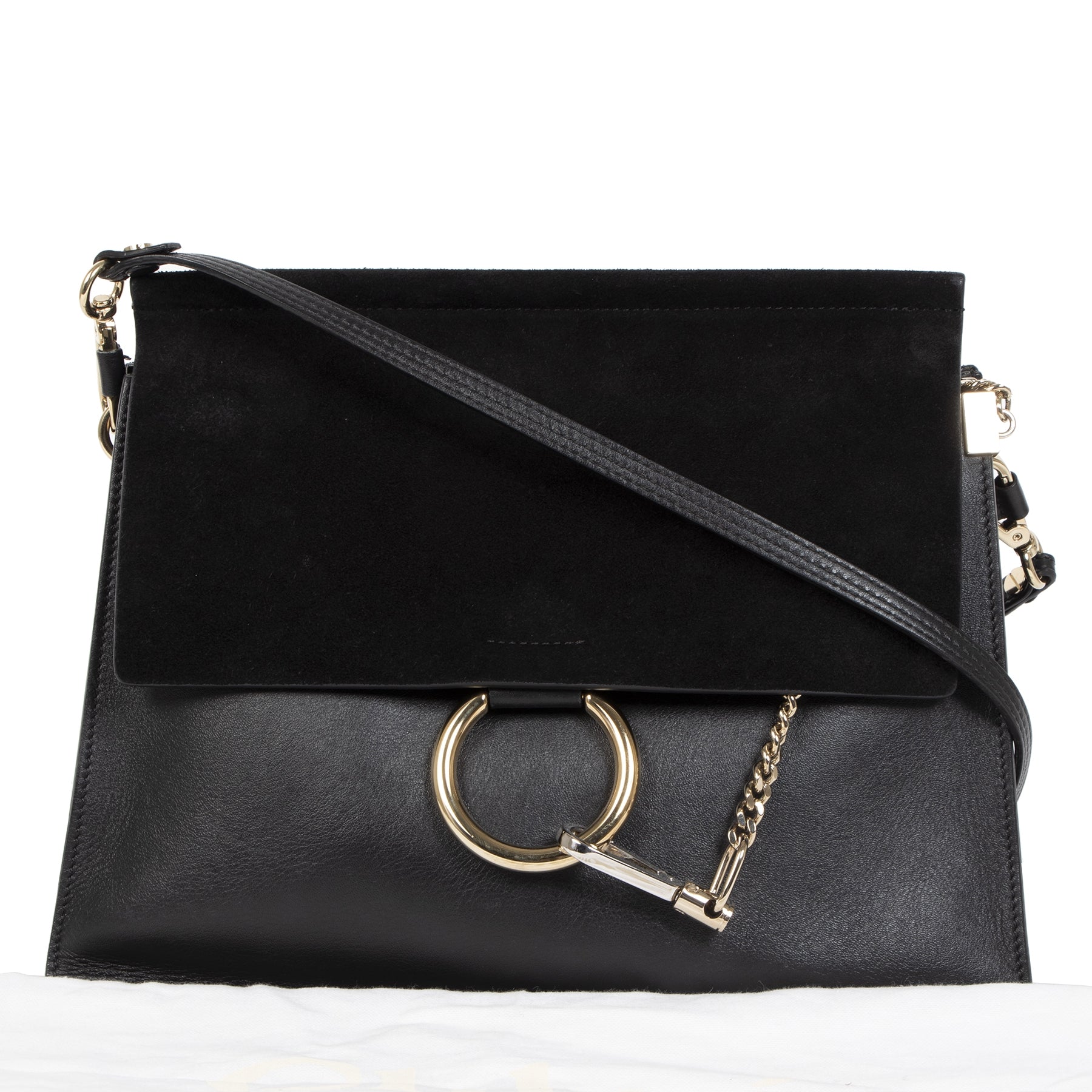 Authentic secondhand Chloé Black Faye Suede Medium Bag designer bags luxury vintage webshop designer brands luxury vintage webshop safe secure online shopping