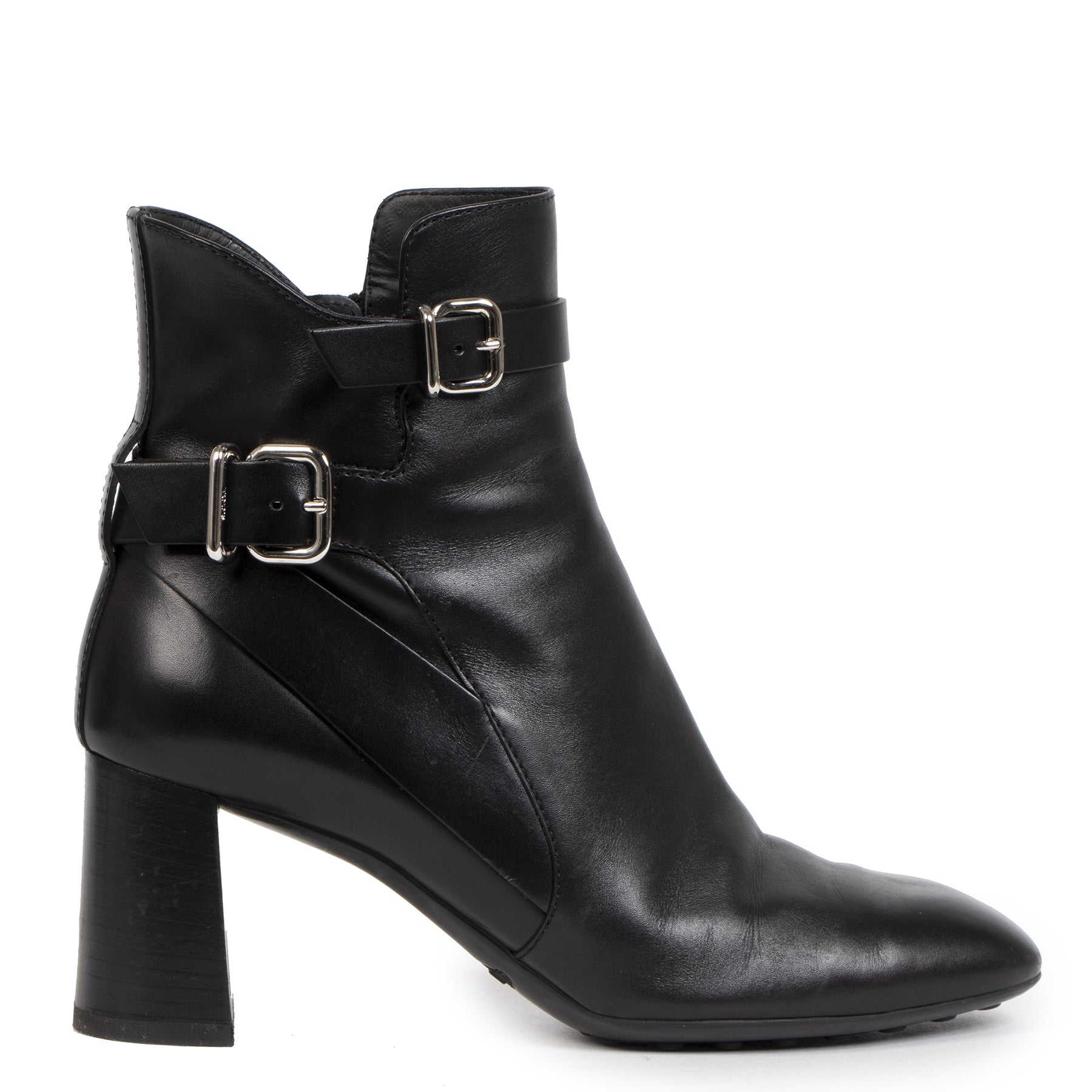 Authentieke Tweedehands Tods Black Leather Ankle Boots juiste prijs veilig online shoppen luxe merken webshop winkelen Antwerpen België mode fashion